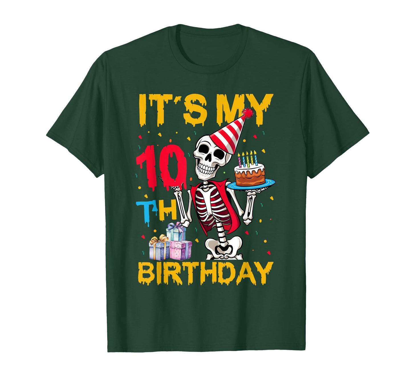 It's My 10th Birthday Party Halloween Skeleton Birthday T-Shirt
