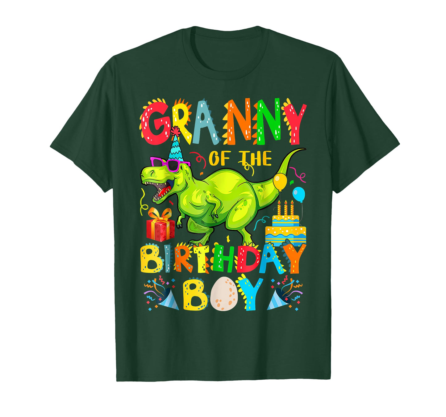 Granny of The Birthday Boy Family Matching Dinosaur T-Rex T-Shirt