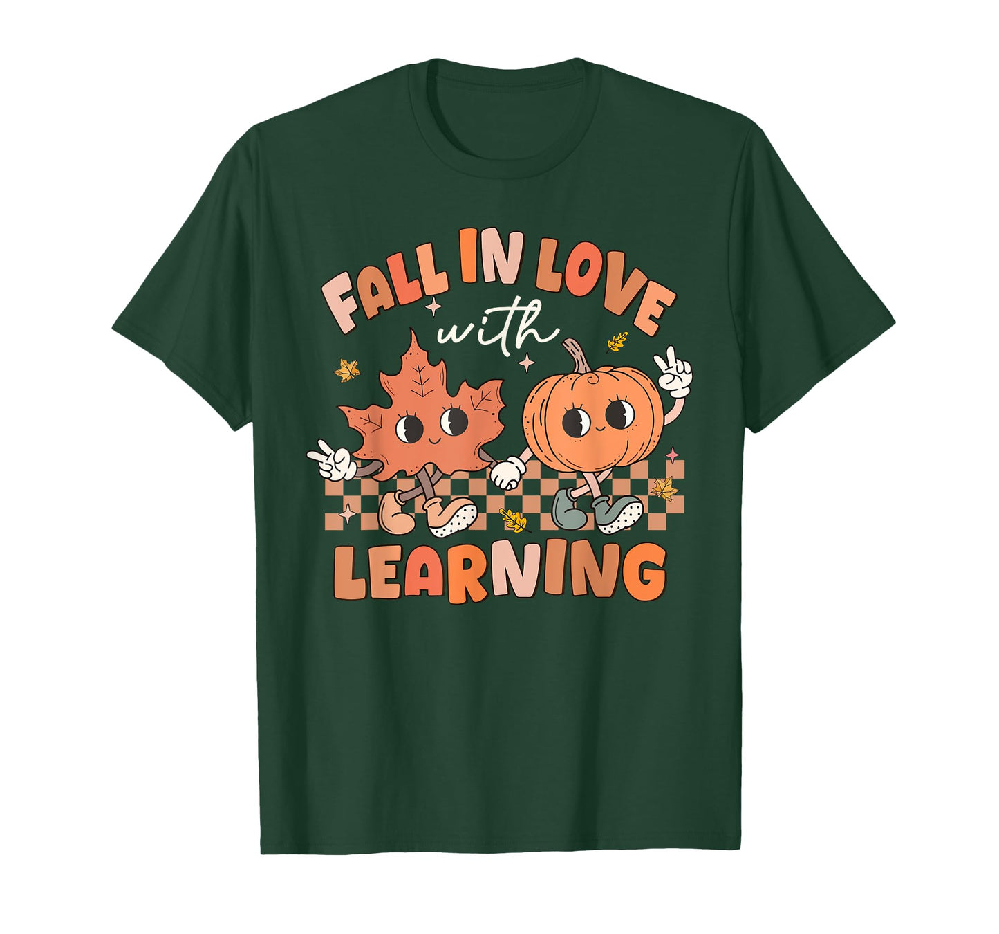 Fall In Love With Learning Pumpkin Autumn Leaves Teacher T-Shirt