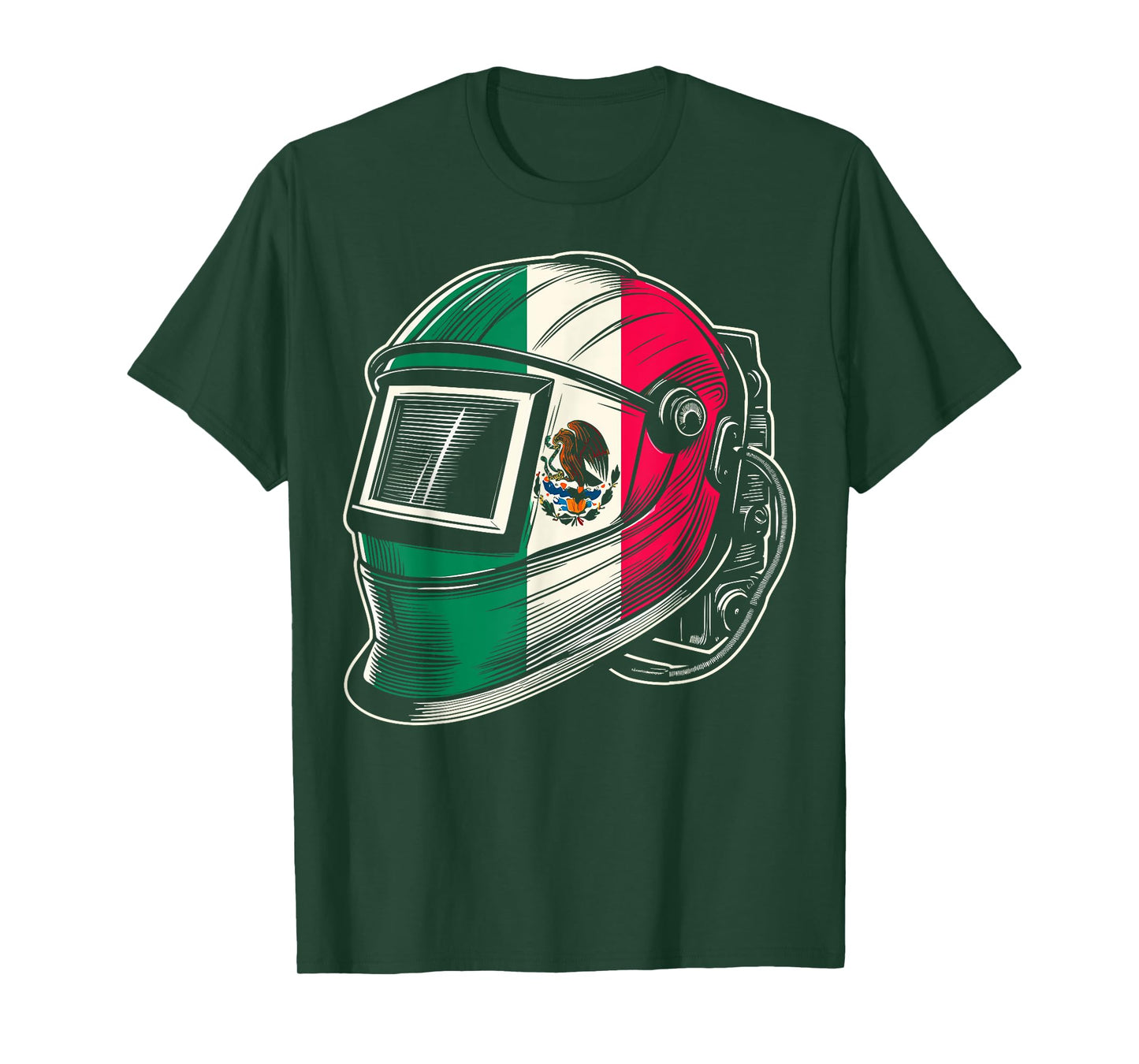 Mexico Flag Pipeliner Welding Hood Distressed Welder T-Shirt