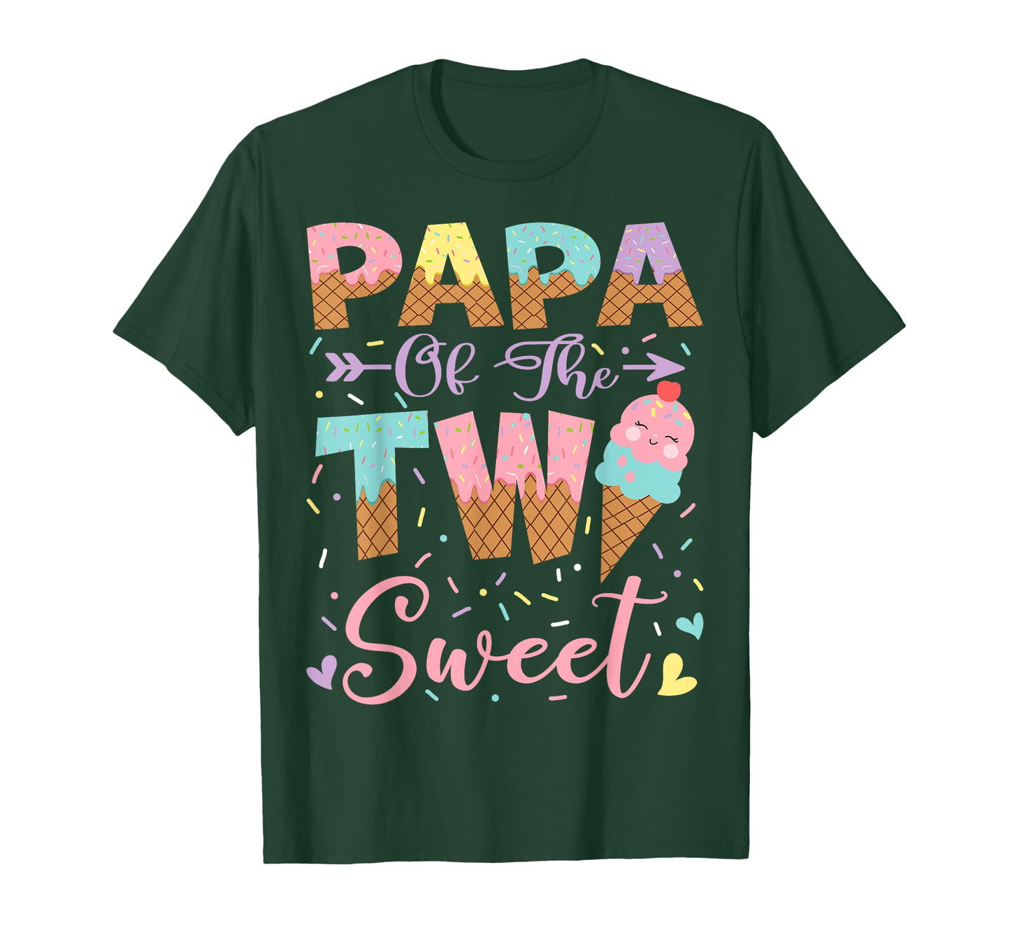 Papa Of The Two Sweet 2Nd Birthday Summer Ice Cream T-Shirt