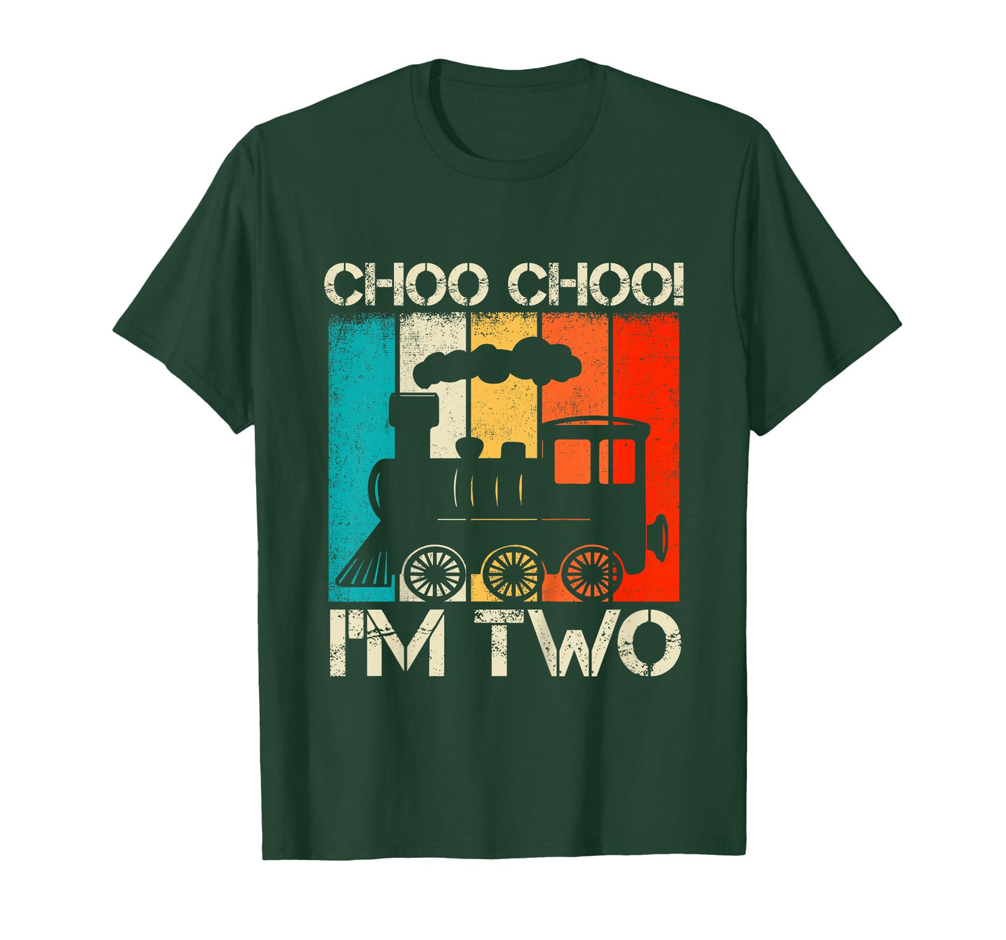 Kids Choo Choo Im Two Locomotive Train Boy 2nd Birthday Trains T-Shirt