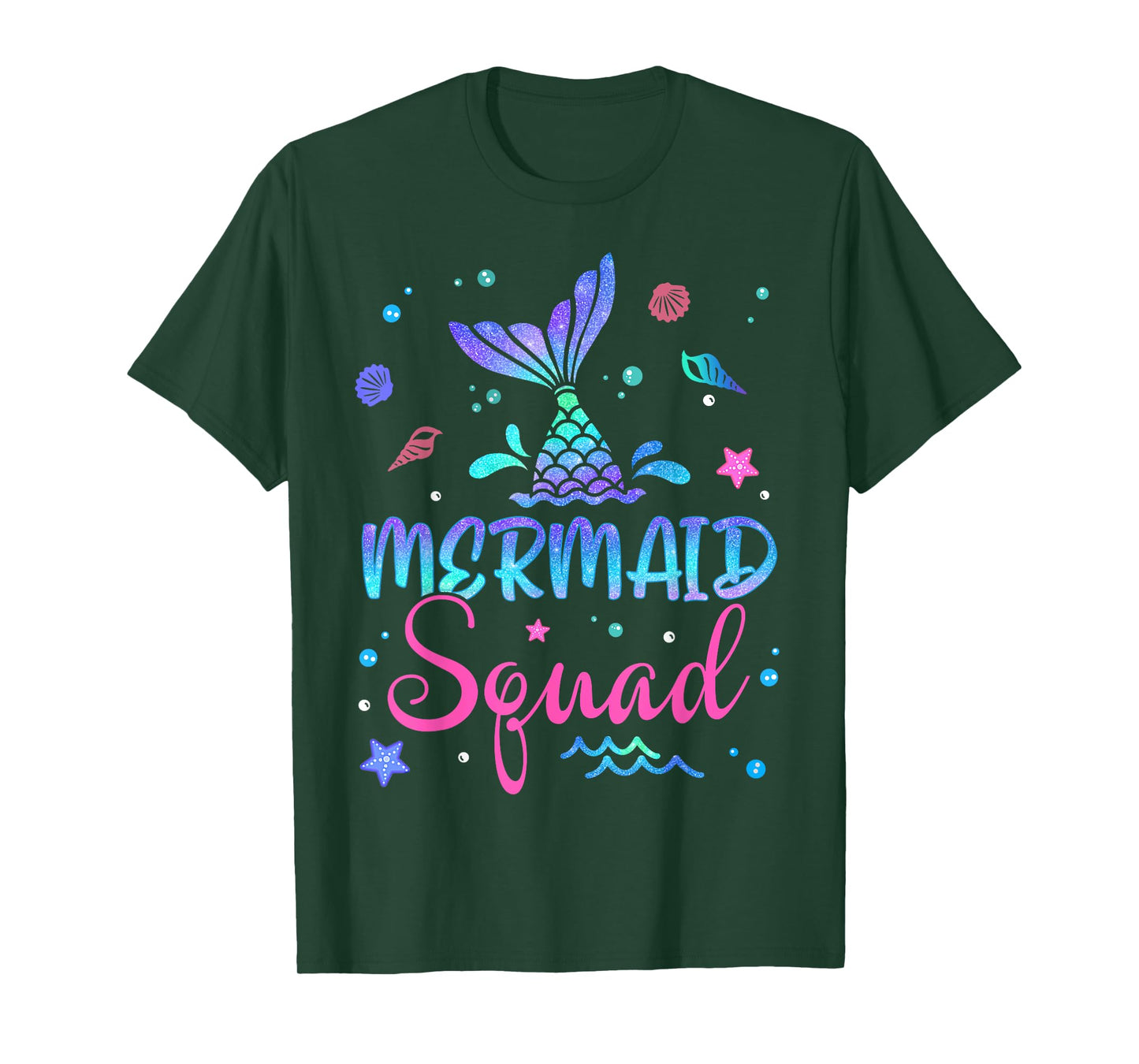 Mermaid Squad Birthday Mermaid Tail Family Matching Beach T-Shirt for Men Women Girls Kids