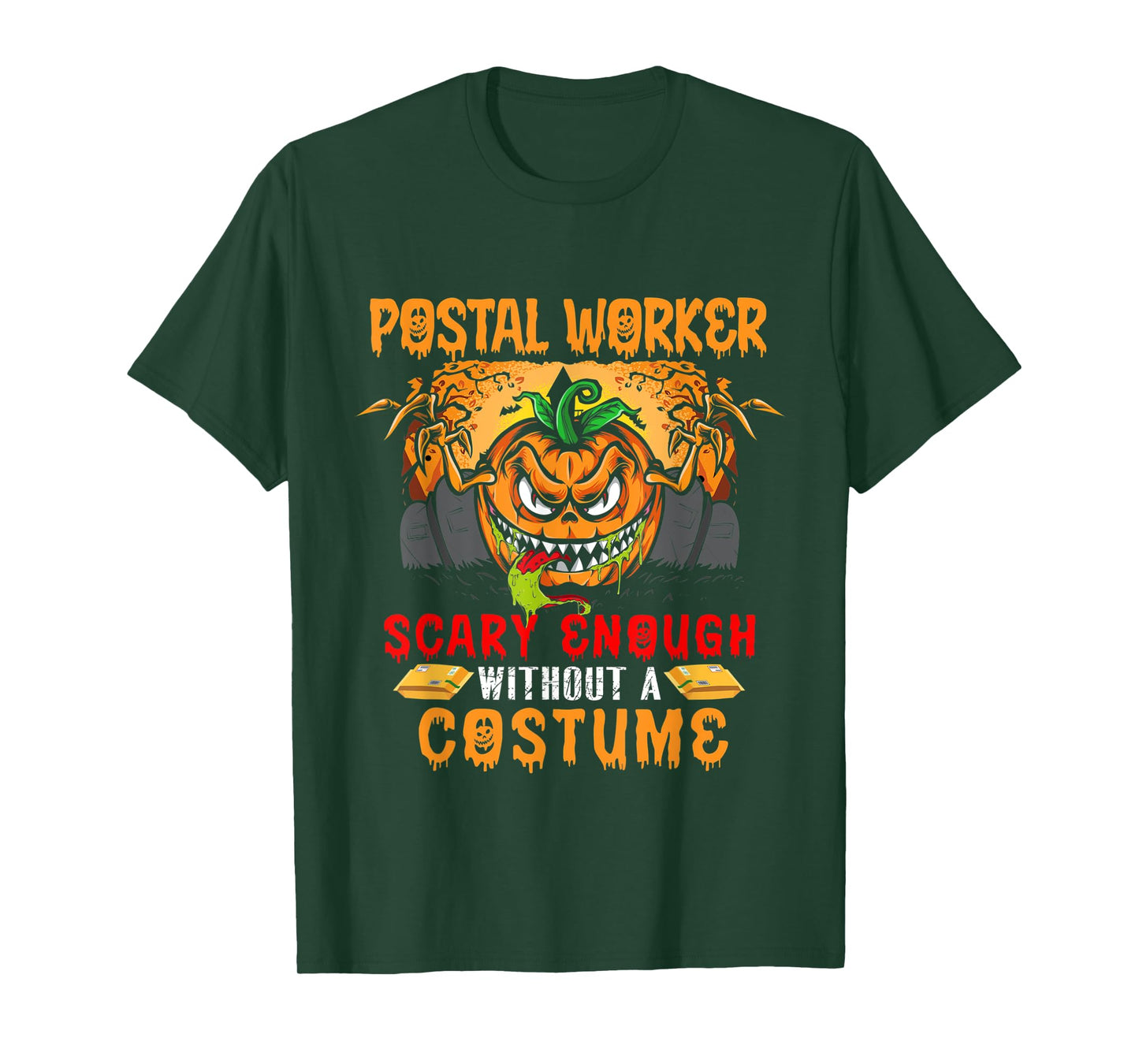 Postal Worker Scary Enough Without A Costume Scary Pumpkin T-Shirt