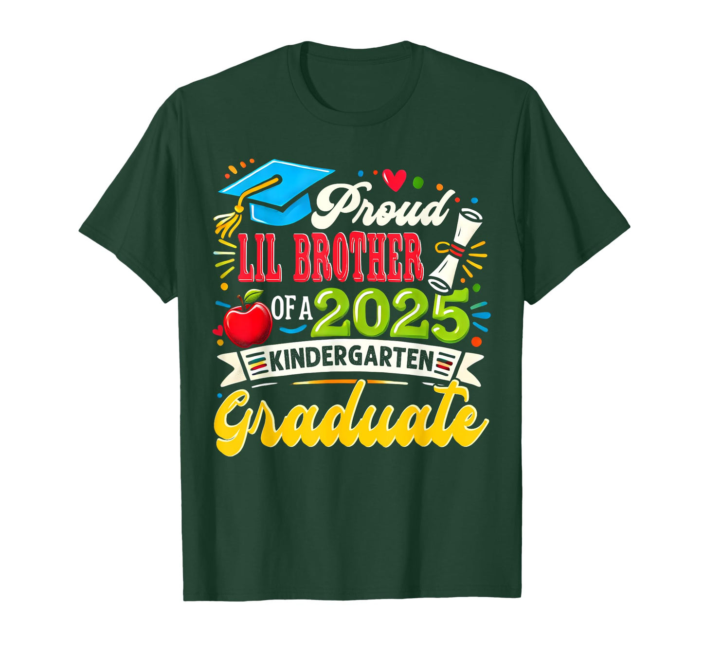 Funny Proud Lil Brother of a 2025 Kindergarten Graduate T-Shirt