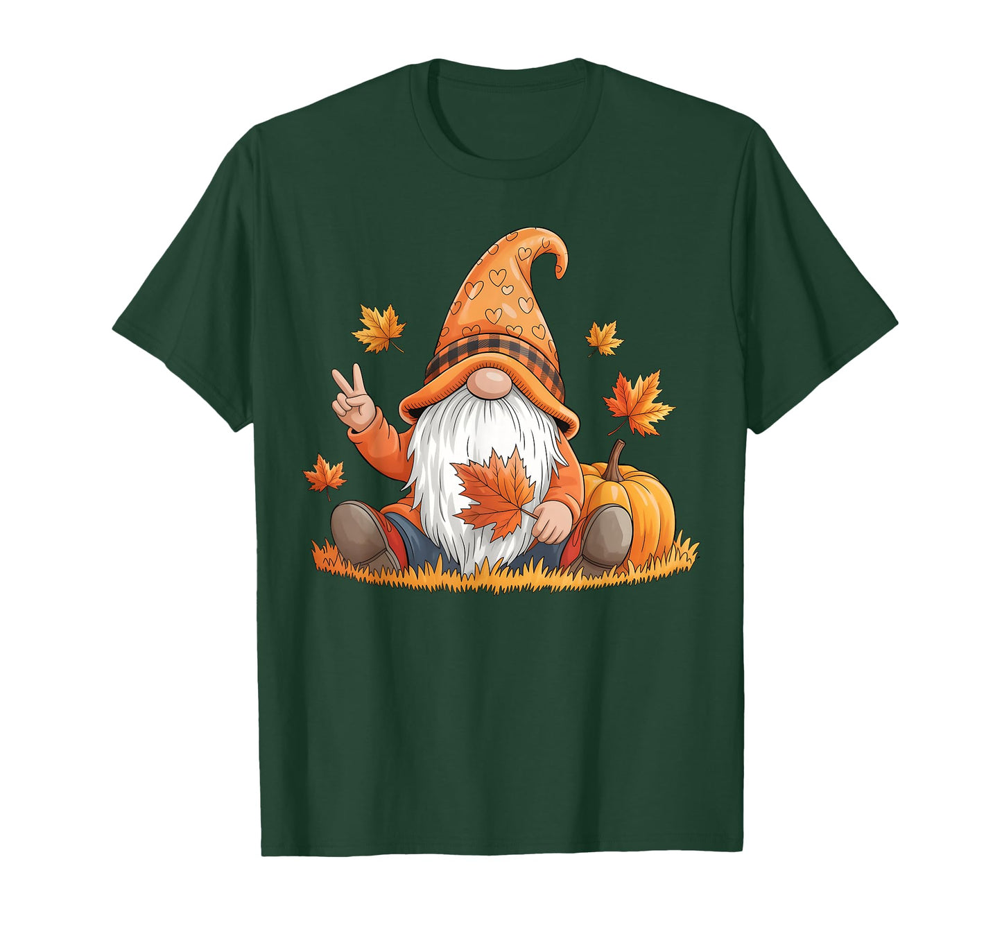 Funny Peace Gnome Halloween Thanksgiving Pumpkin Autumn Fall T-Shirt