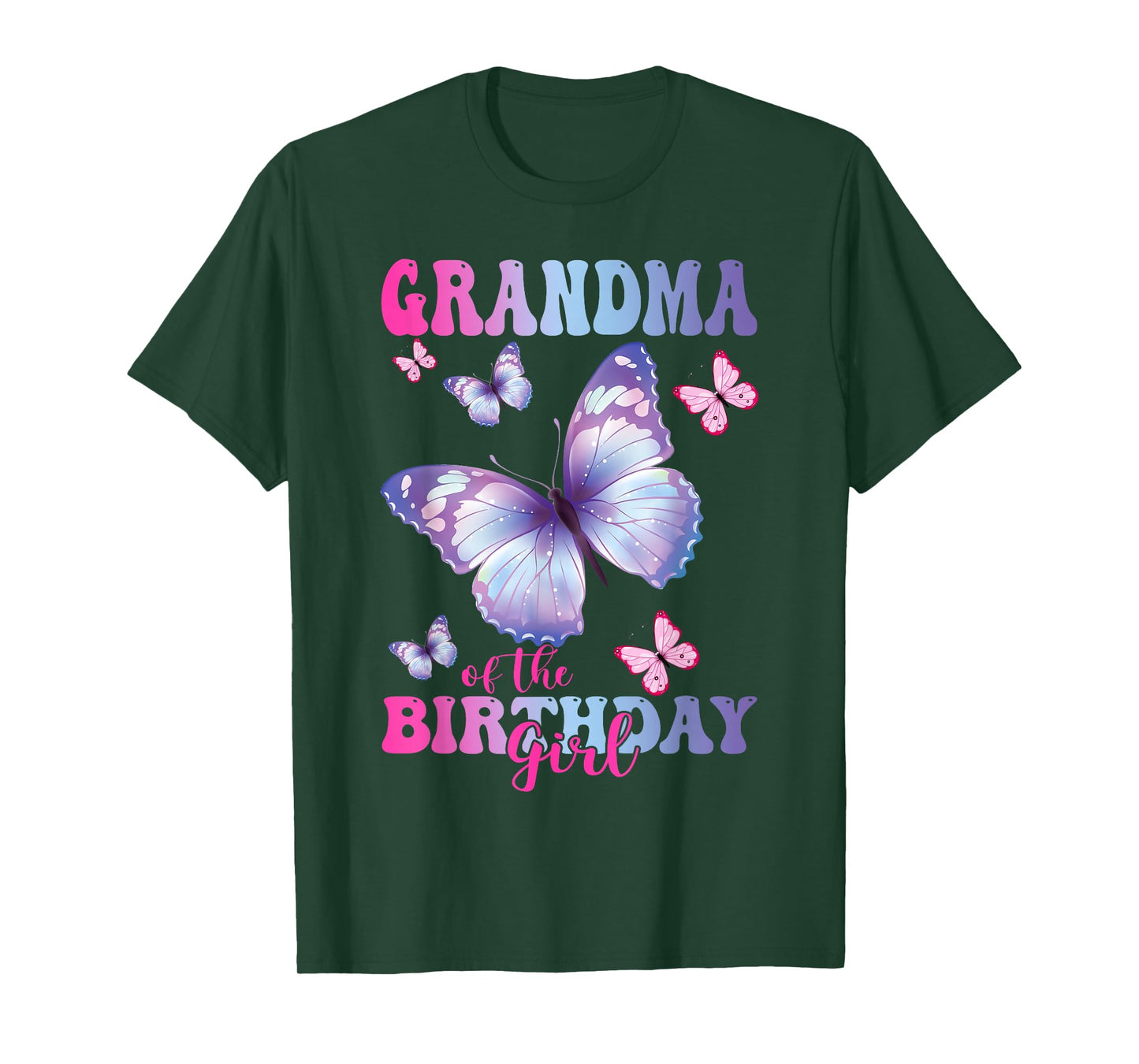 Grandma of The Birthday Girl Butterfly Party Matching Family T-Shirt