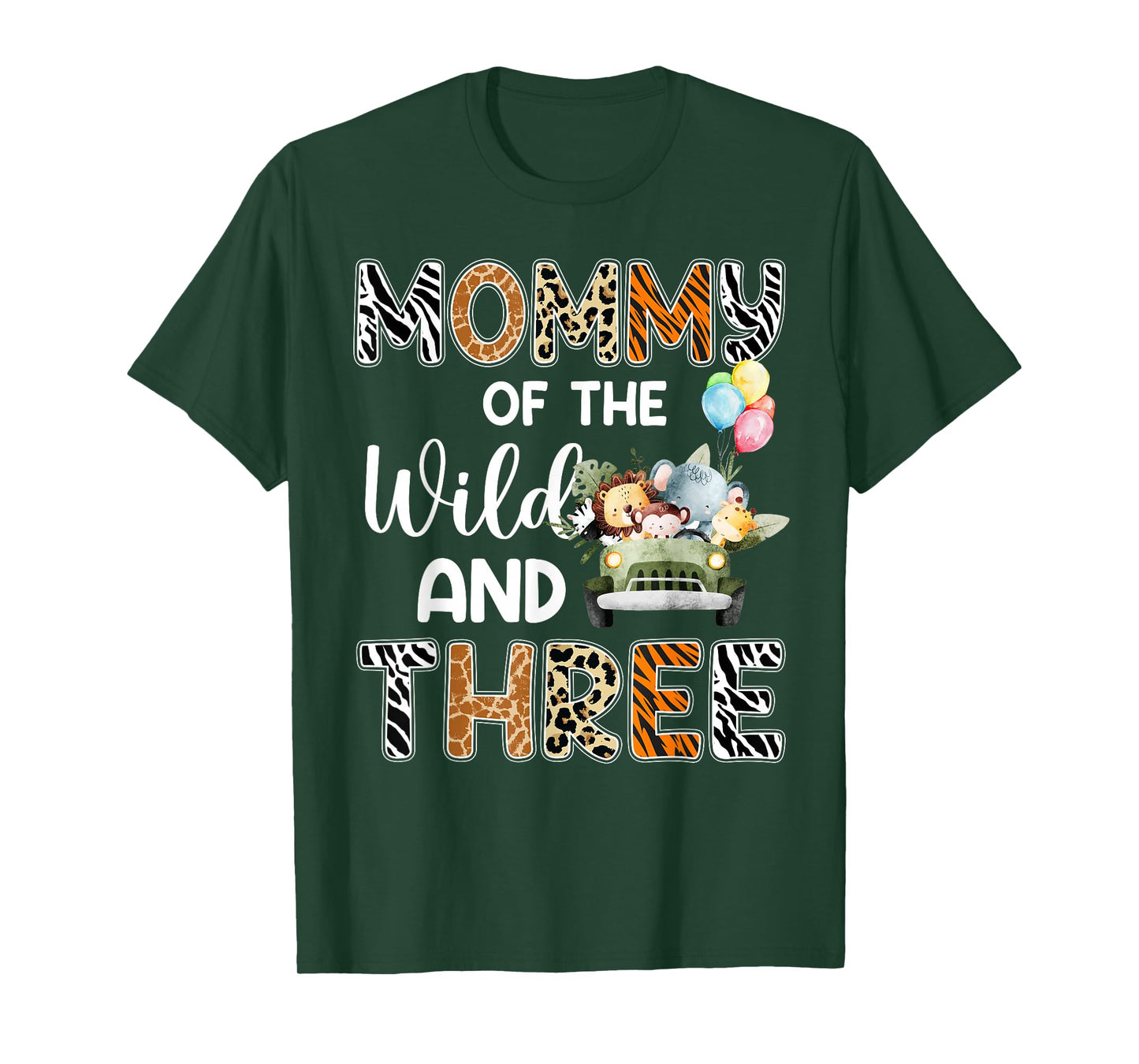 Mommy Of The Wild and Three 3 Birthday Zoo Safari Jungle T-Shirt