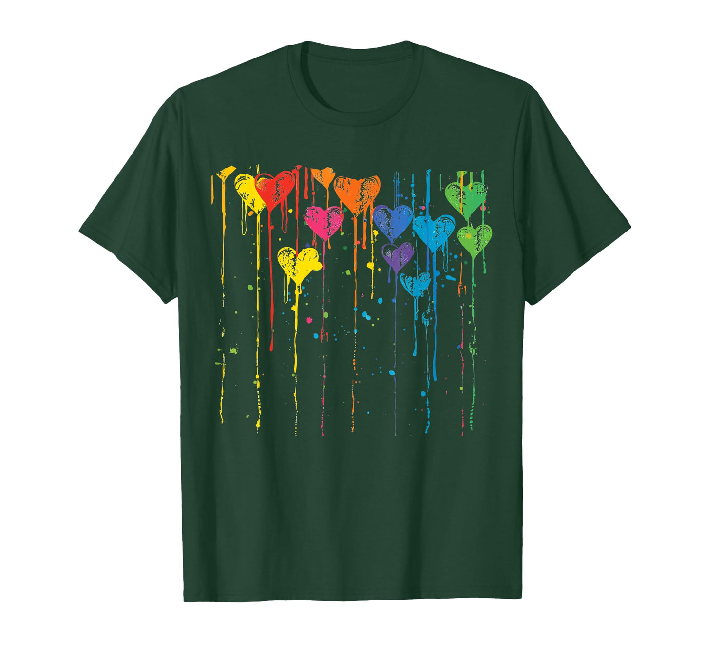 Colorful Hearts Dripping Paint Splatter T-Shirt