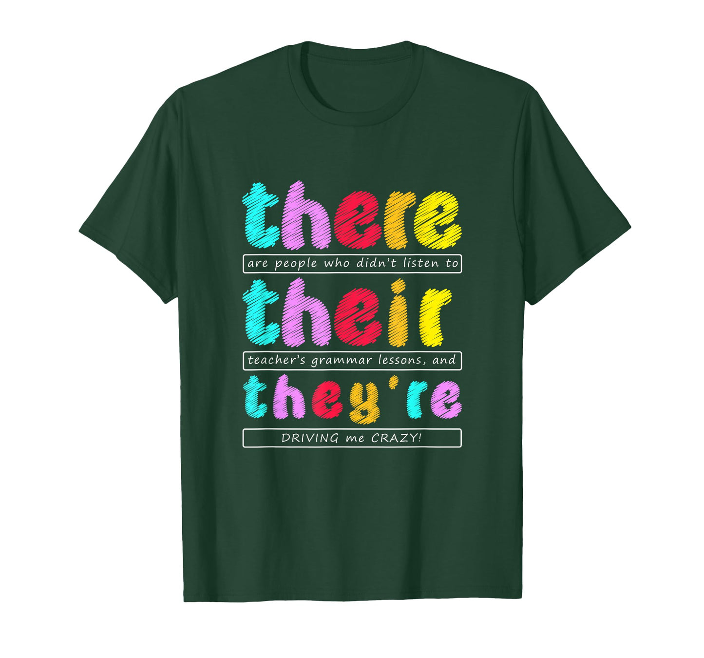 There Their They're Funny Quotes T-Shirt, Small, Black
