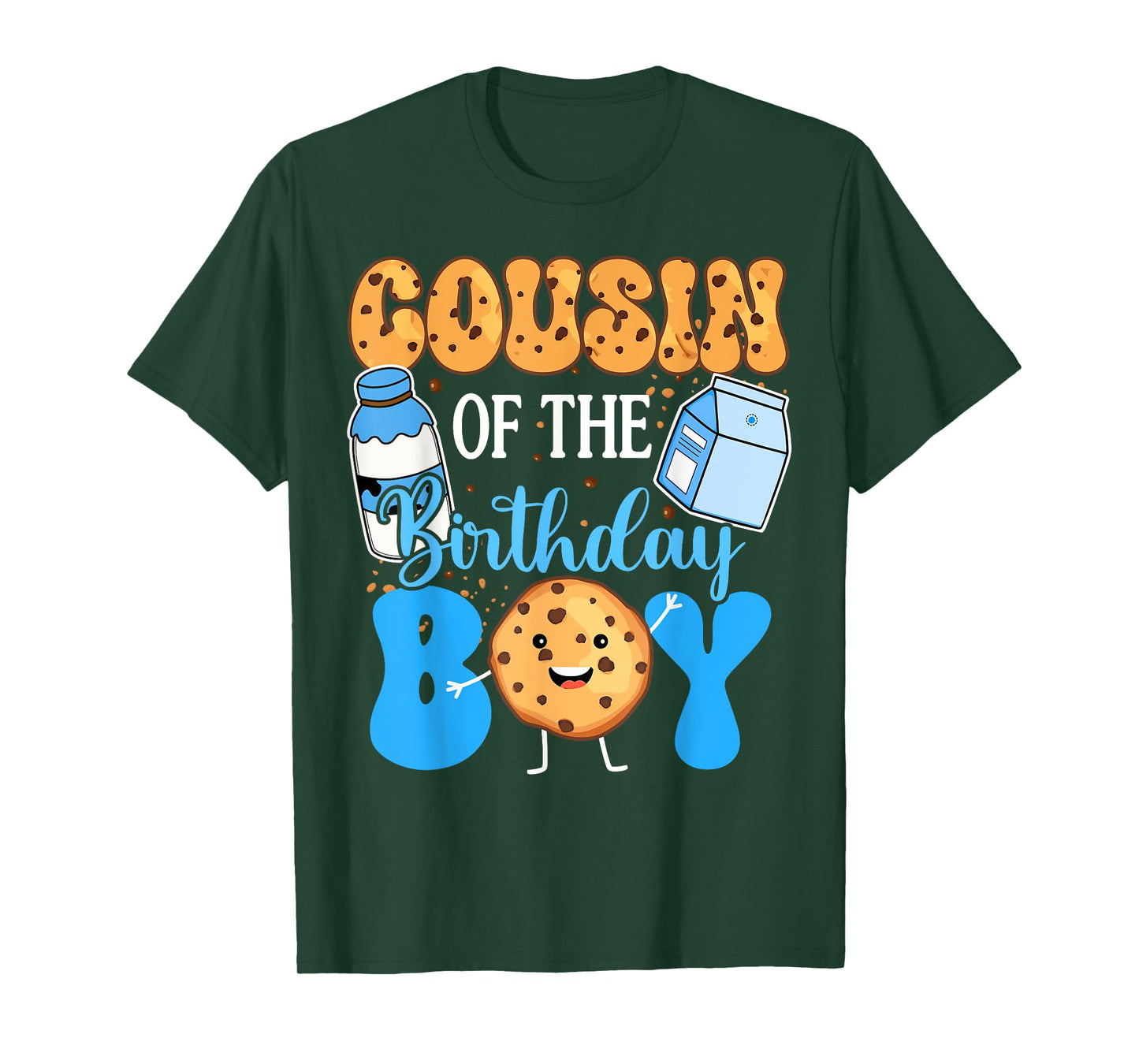 Cousin of the Birthday Boy Milk and Cookies 1st Birthday T-Shirt