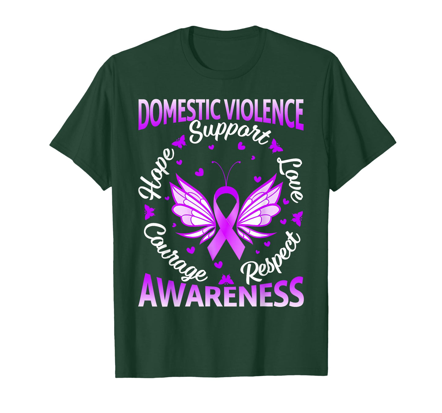 Domestic Violence Awareness Love Support Purple Butterflies T-Shirt