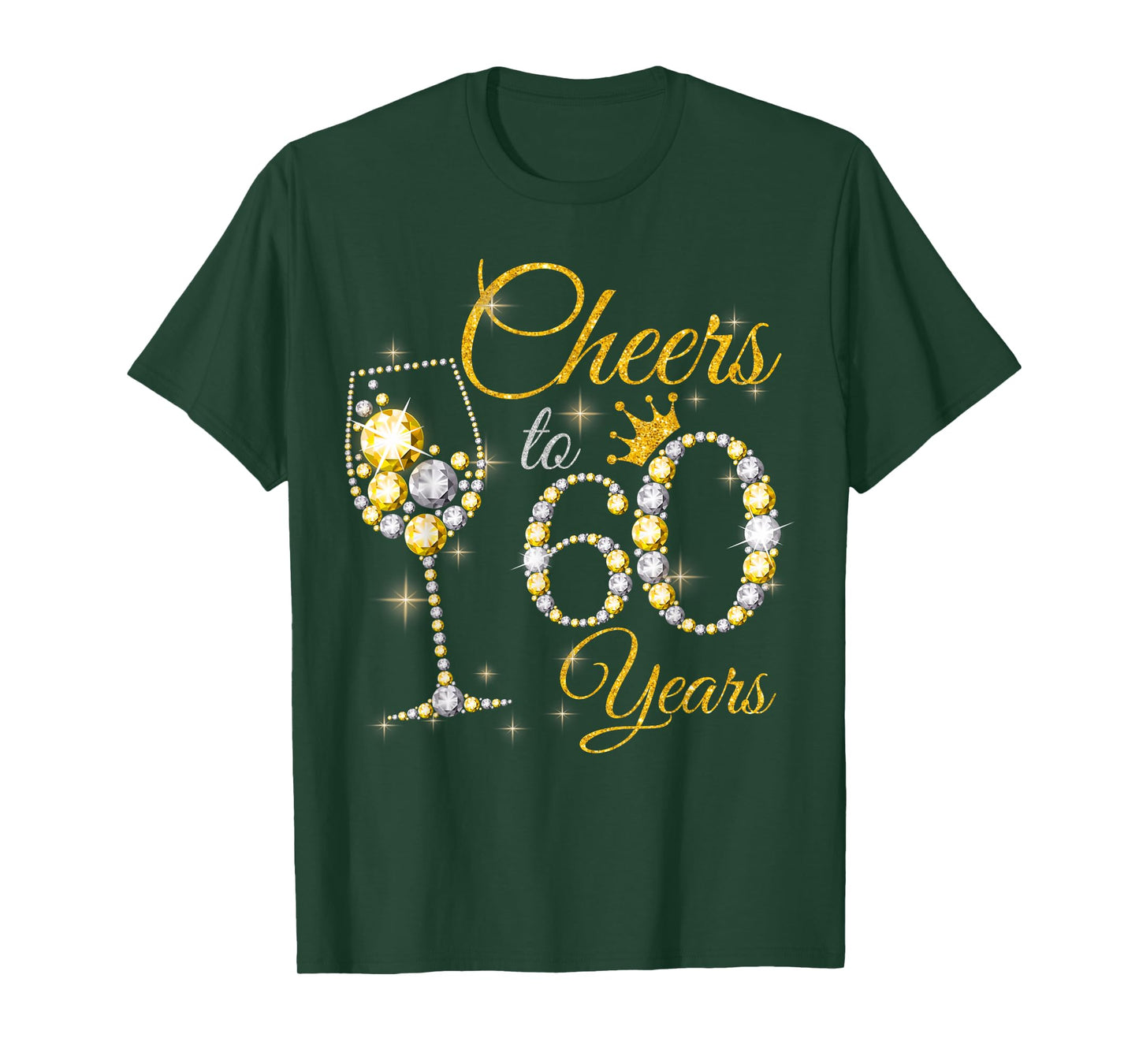 Womens Cheers To 60 Years Old 60th Birthday Queen Diamond T-Shirt