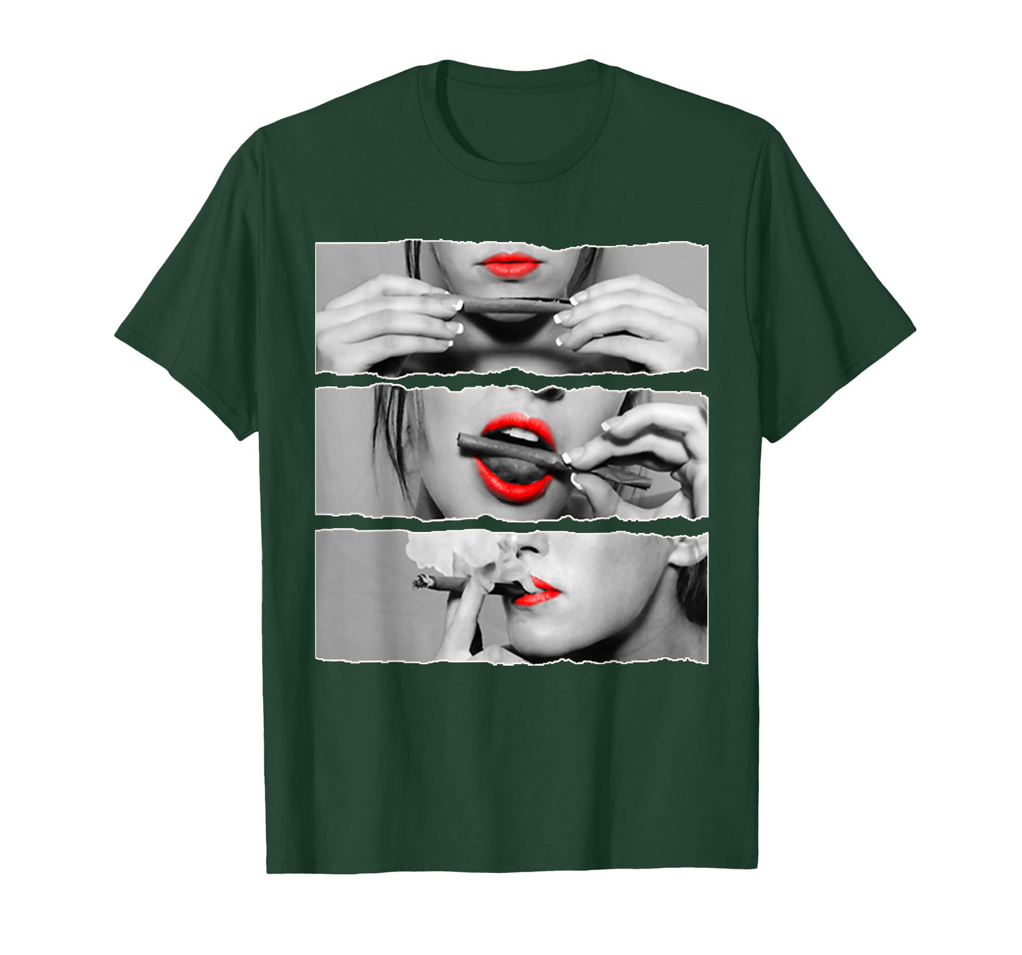 Gifts for Rolling Lovers Roll It Lick It Smoke It Red Lips Pretty Lady Smoking T-Shirt