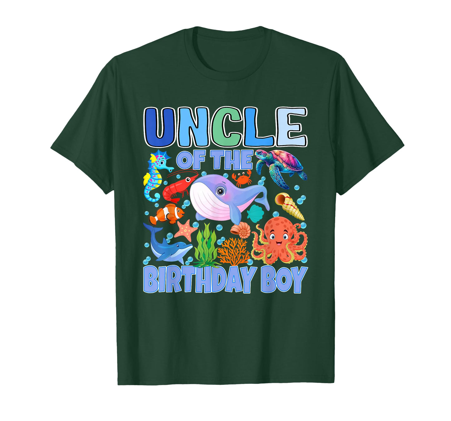 Uncle of The Birthday Boy Aquarium Sea Animals Matching T-Shirt