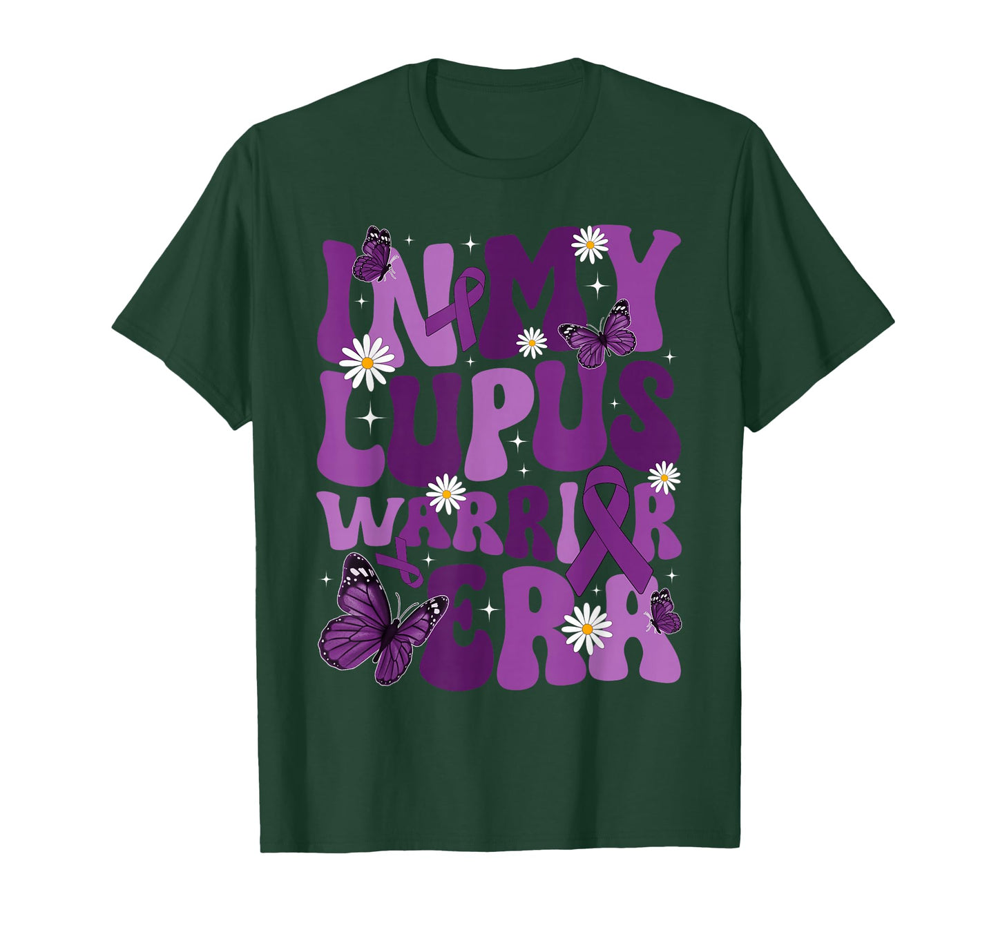 Retro Groovy In My Lupus Warrior Era Survivor Purple Ribbon T-Shirt