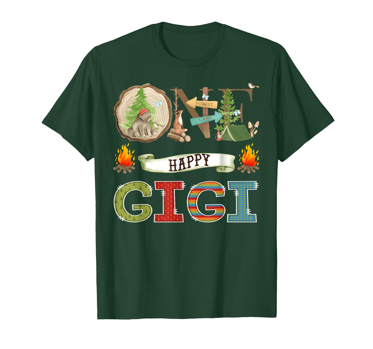 One Happy Gigi Camper 1St Birthday Camping Bear T-Shirt