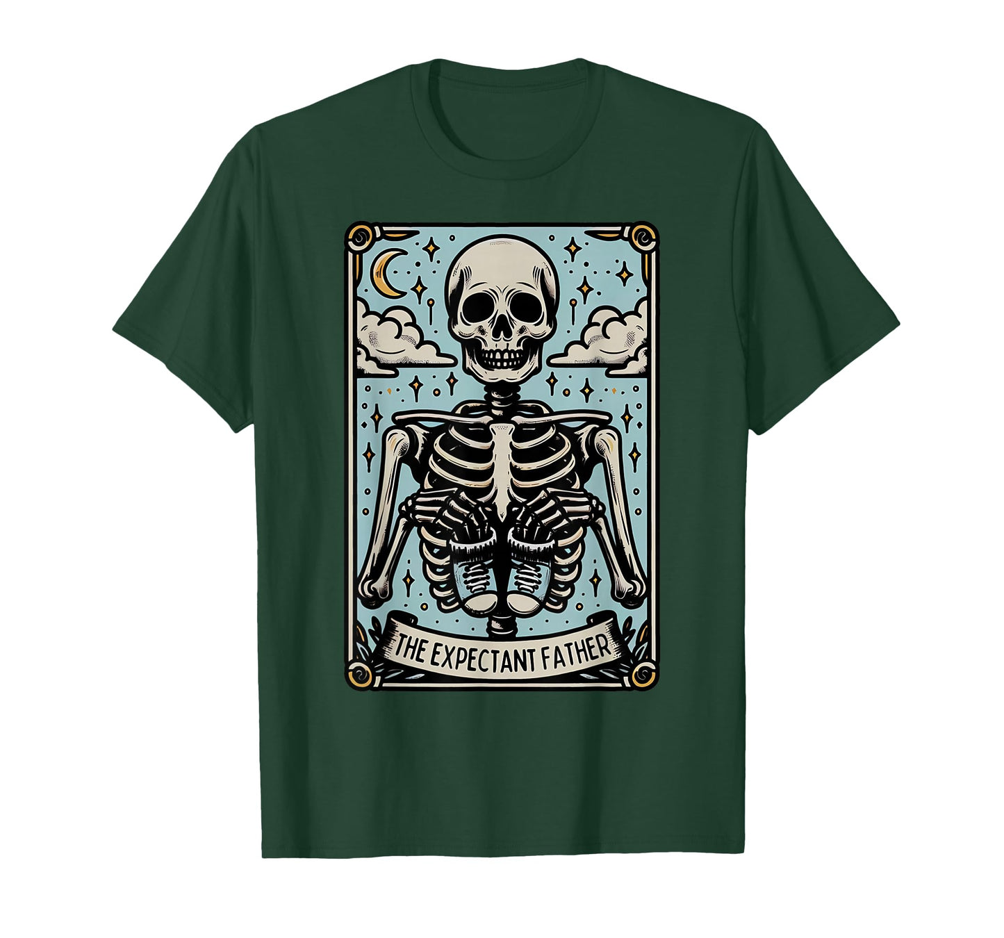 Skeleton Expectant Father Tarot Card Pregnancy Announcement T-Shirt