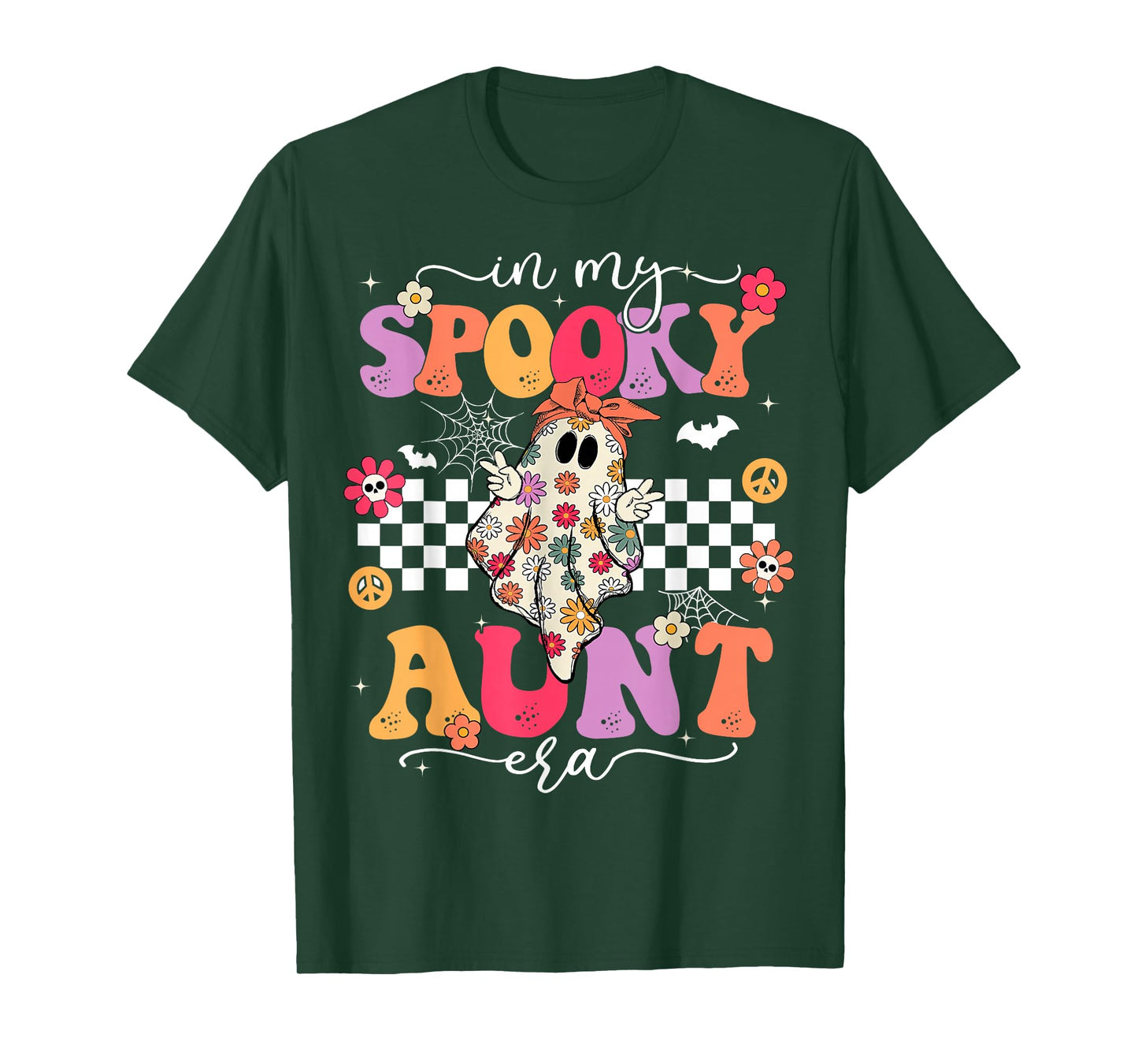 Groovy in My Spooky Aunt Era Retro Auntie Halloween Ghost T-Shirt