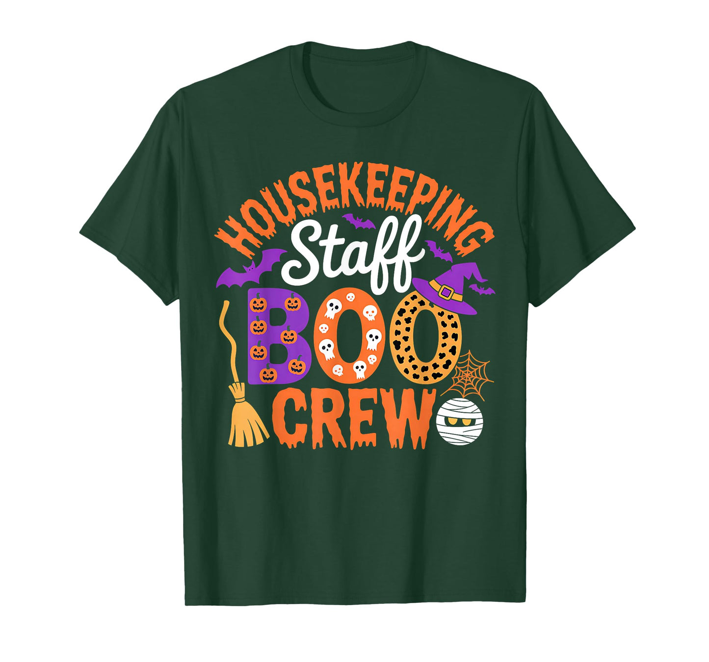 Housekeeping Staff Boo Crew Cute Witch Hat Broom T-Shirt