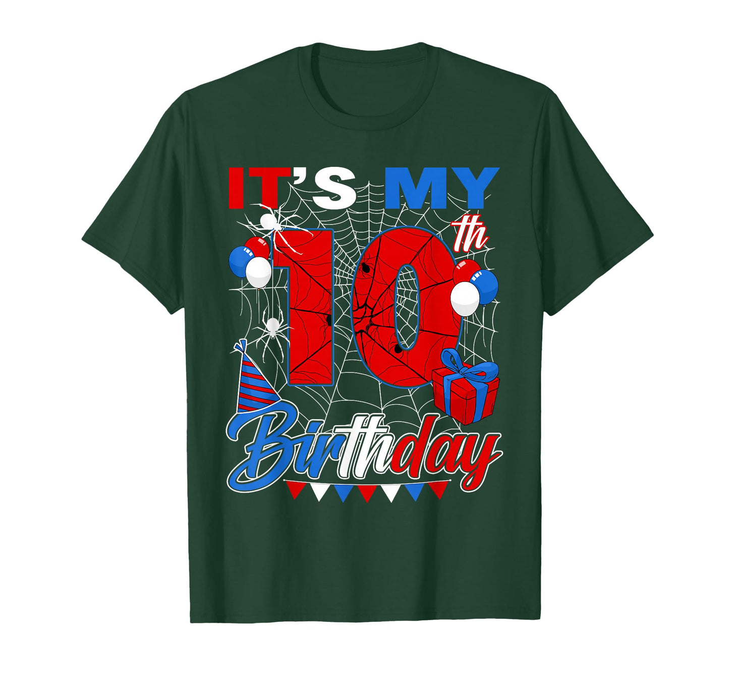 It's My 10th Birthday Spider Theme 10 Year Old Party Boys T-Shirt