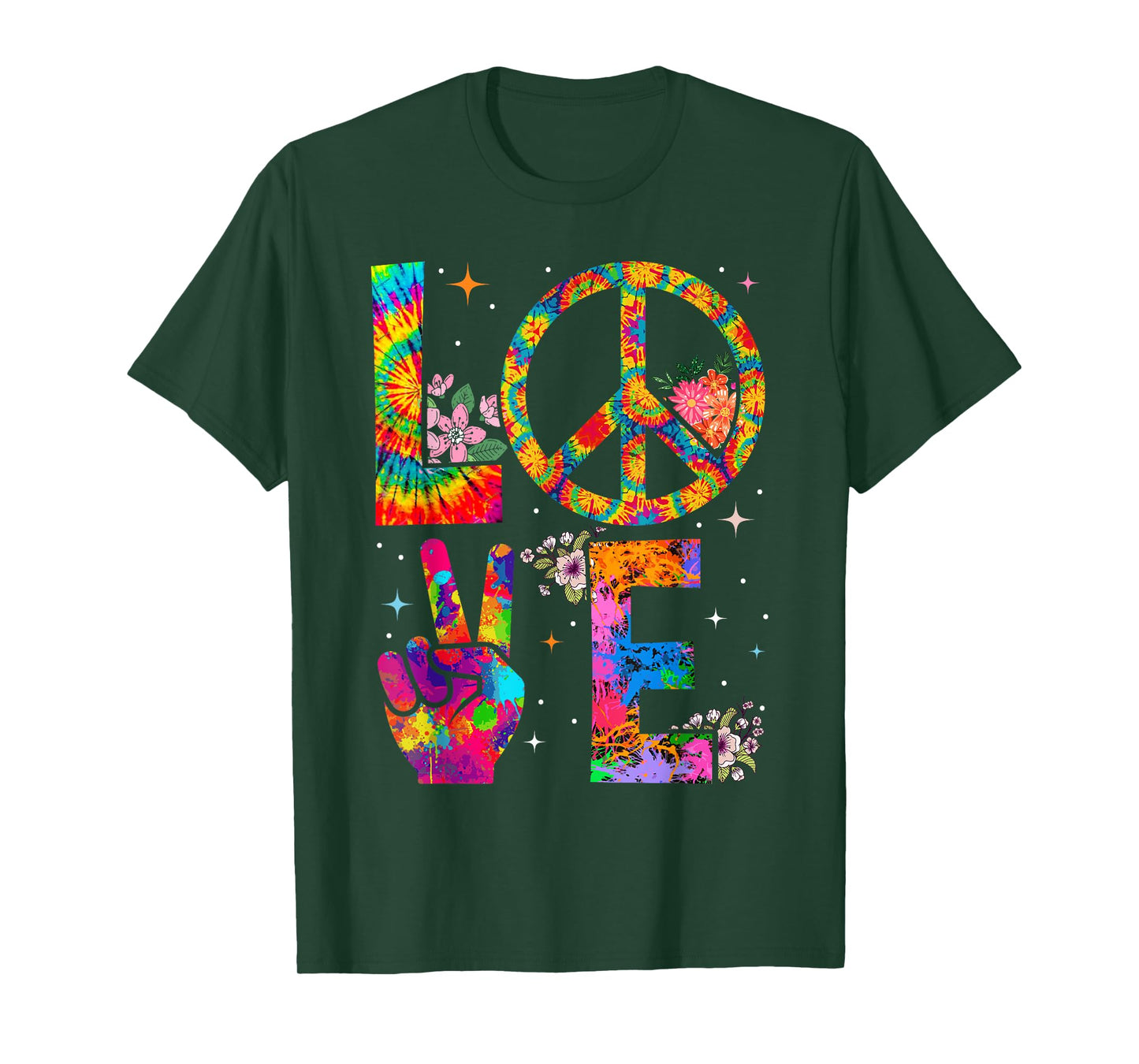 Peace Sign Love 60s 70s Tie Dye Hippie Costume T-Shirt