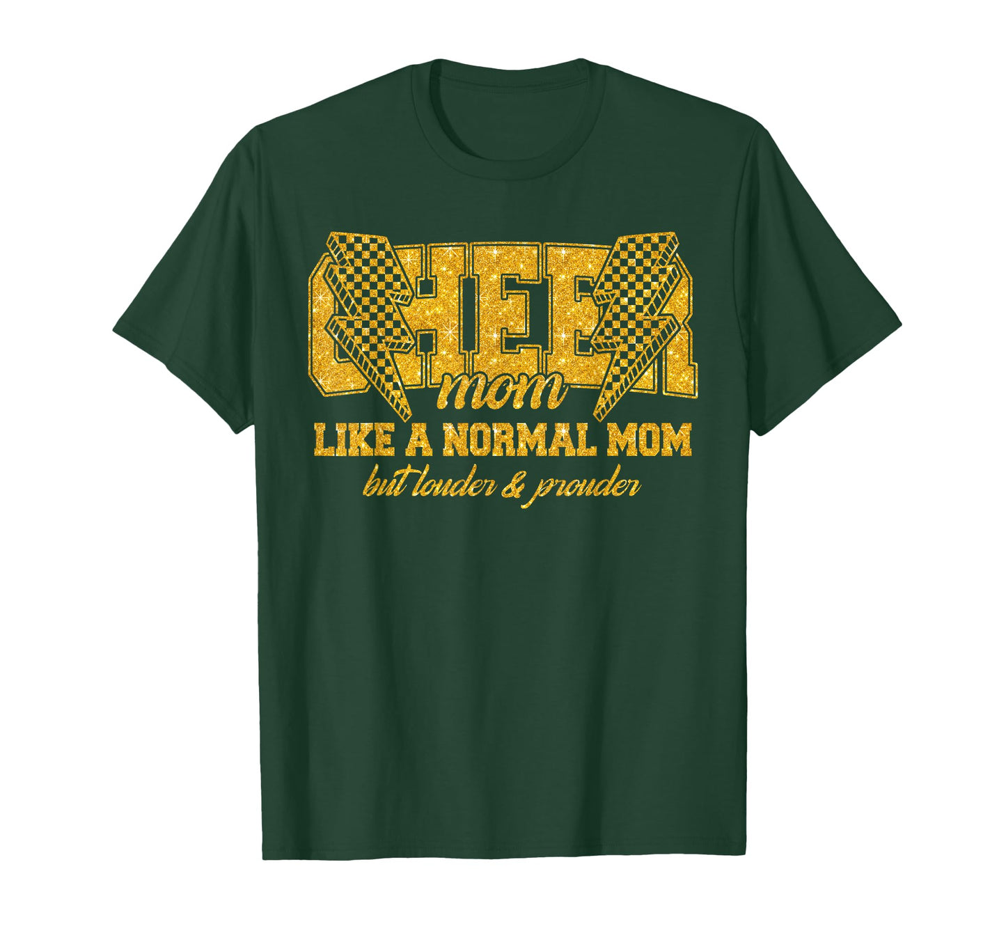 Cheer Mom Biggest Fan Cheerleader Black Yellow Gold Pom Pom T-Shirt