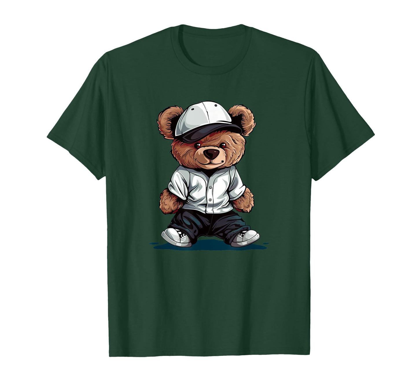 Cool Cap Teddy Bear in Baseball Costume T-Shirt