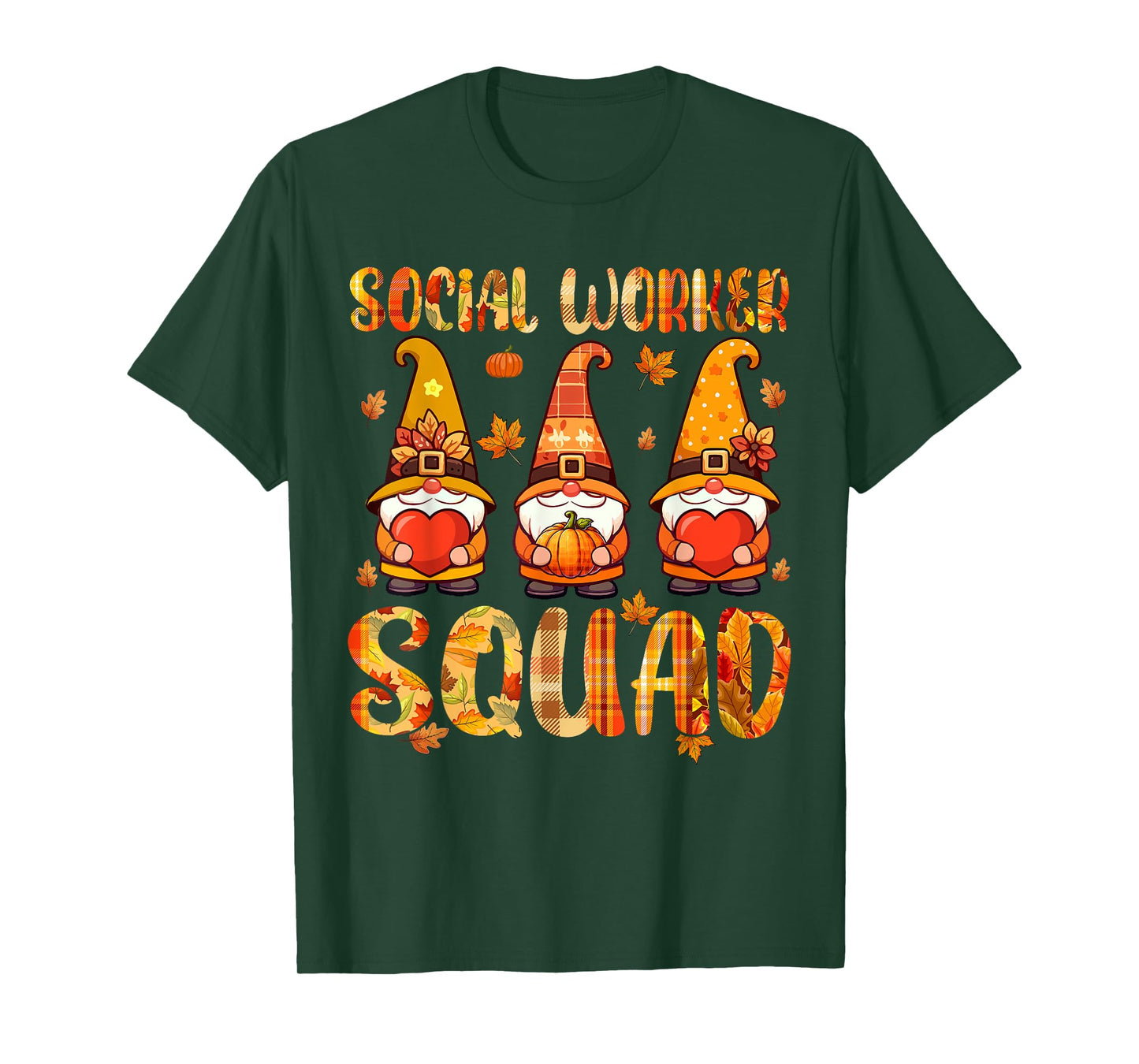 Social Worker Squad Three Gnomes Fall Thanksgiving Job Team T-Shirt
