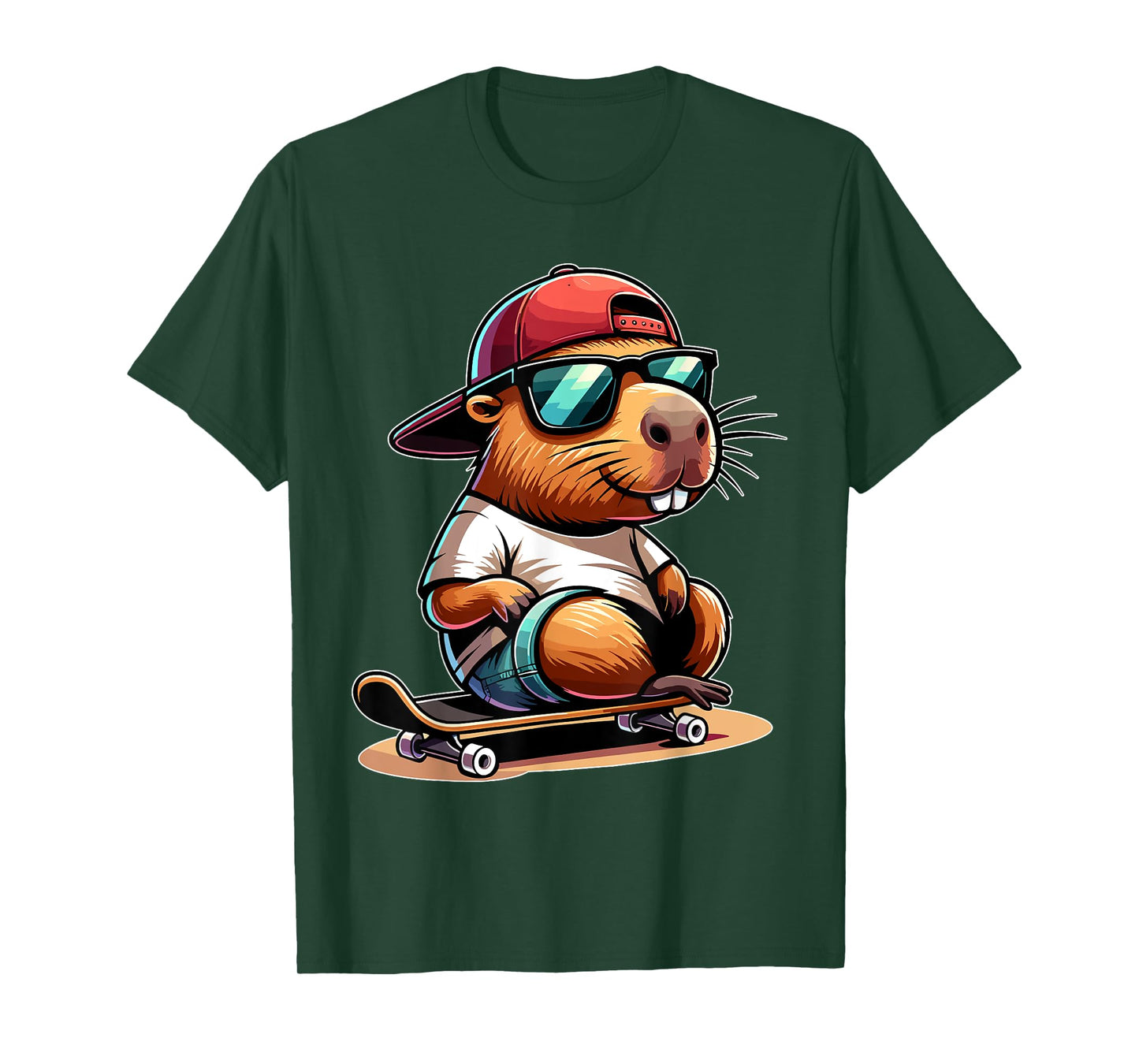 Capybara Skateboarding Retro Vintage Mens Womens Boys Kids T-Shirt