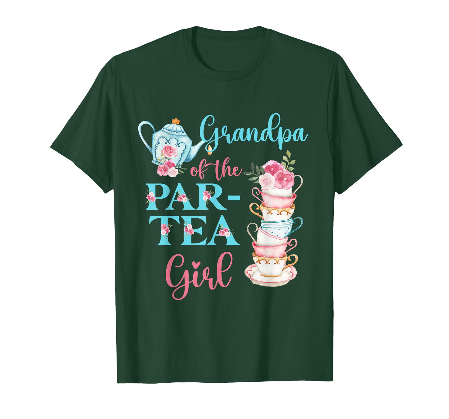 Grandpa Of The Par-Tea Girl Floral Tea Party Birthday Family T-Shirt
