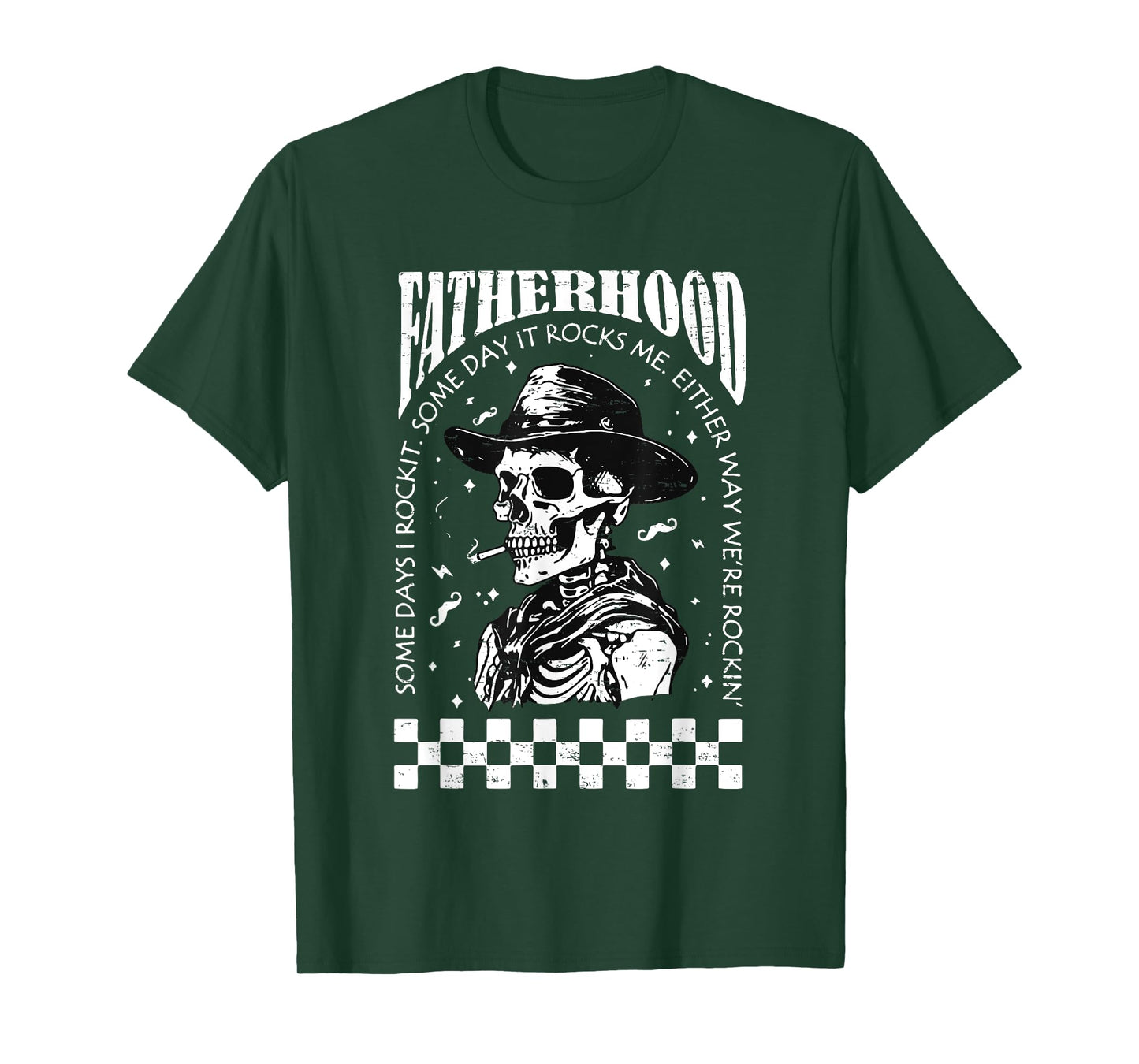 Fatherhood Skeleton Rockin Some Days Funny Vintage Dad T-Shirt