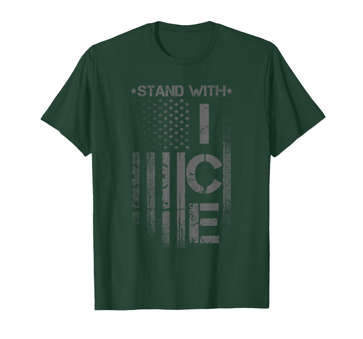 Border Patrol Support ICE Immigration Officers American Flag T-Shirt