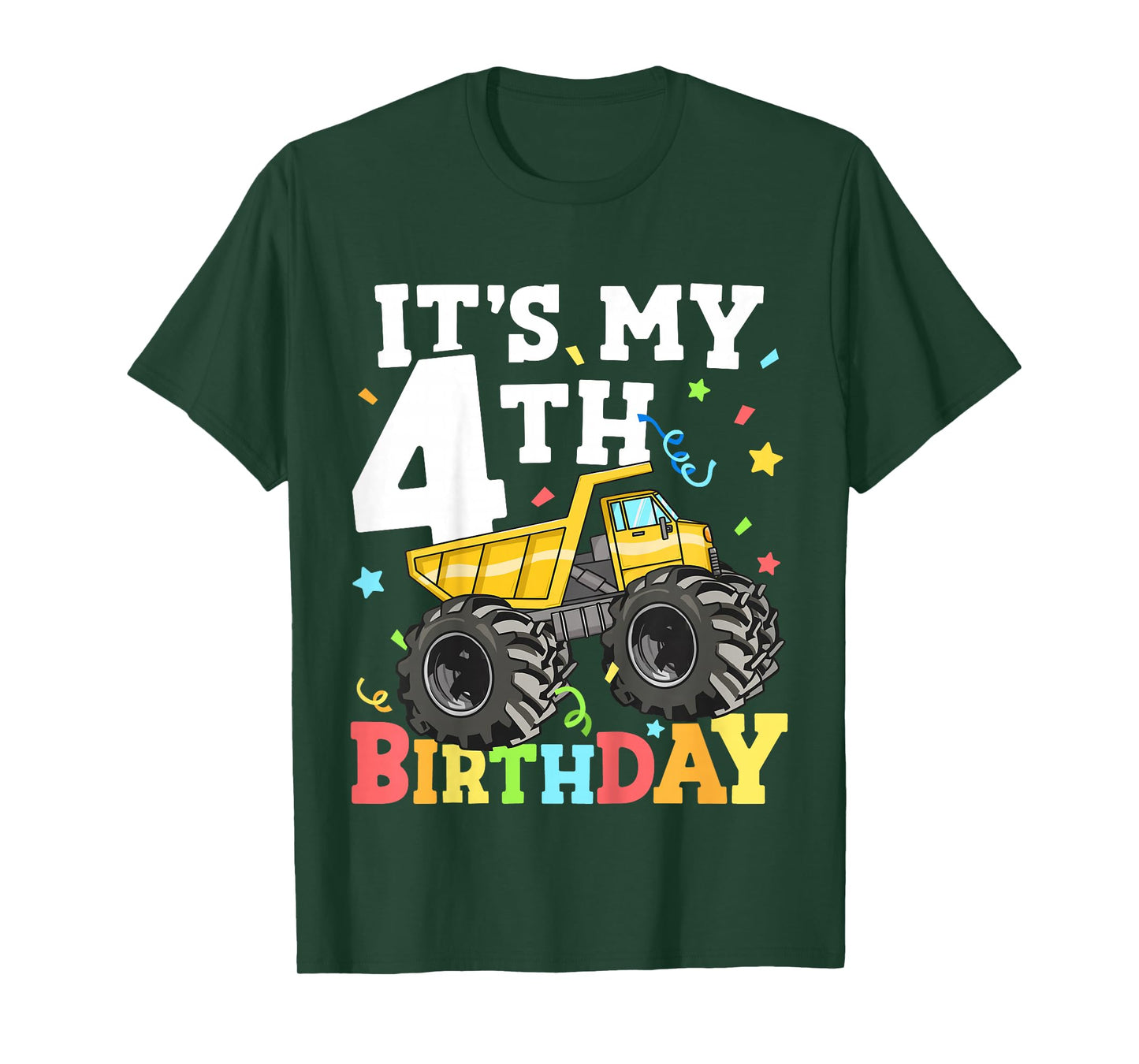 Kids It's My 4th Birthday Construction Truck Birthday Boy 4 Four T-Shirt