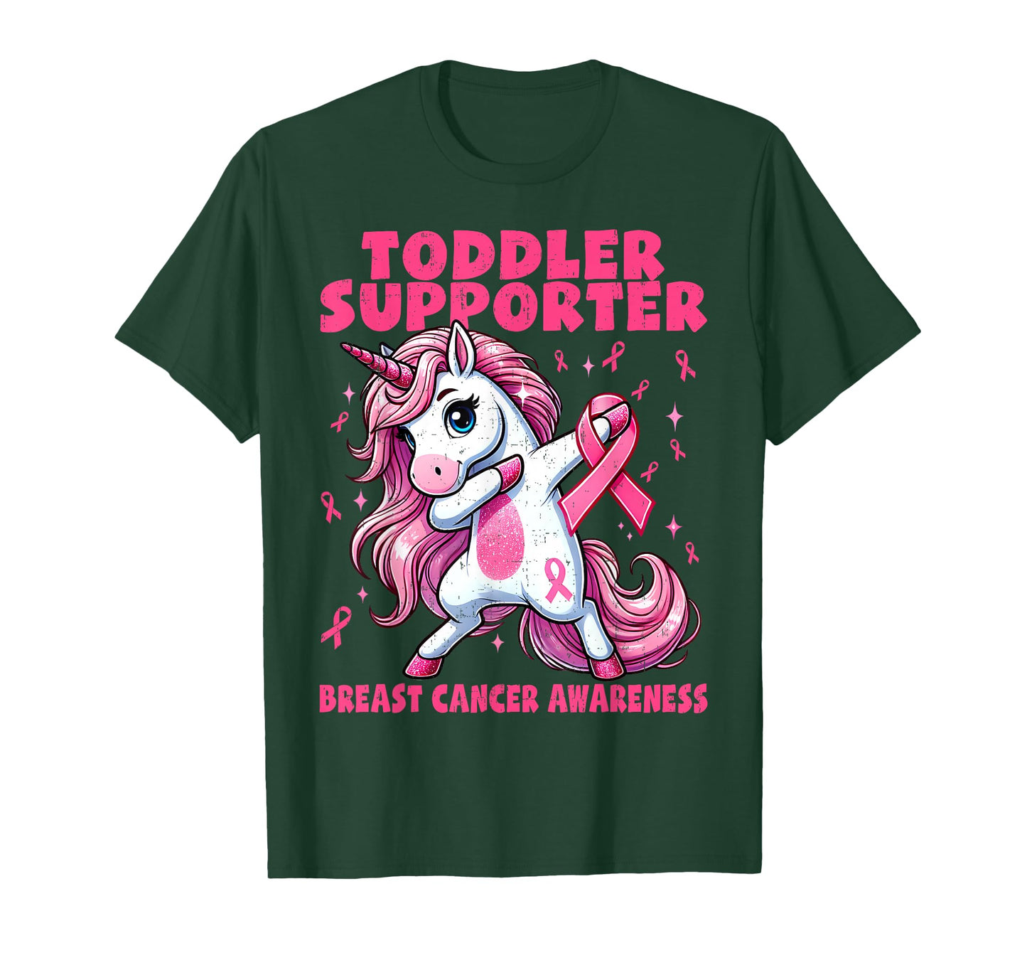 Kid Toddler Supporter Unicorn Breast Cancer Awareness Girls T-Shirt