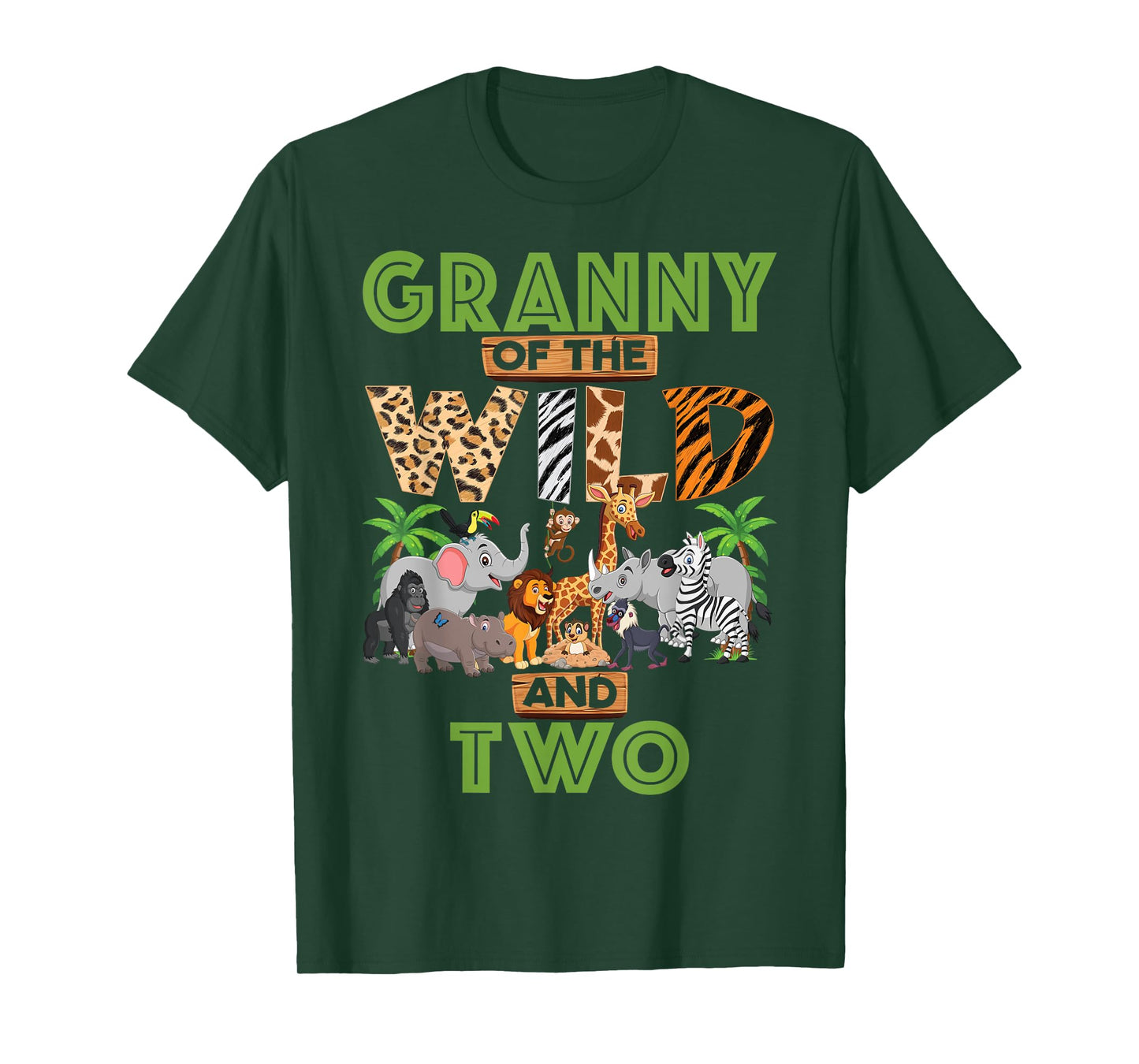 2nd Birthday Zoo Safari Jungle Granny Of The Wild and Two T-Shirt