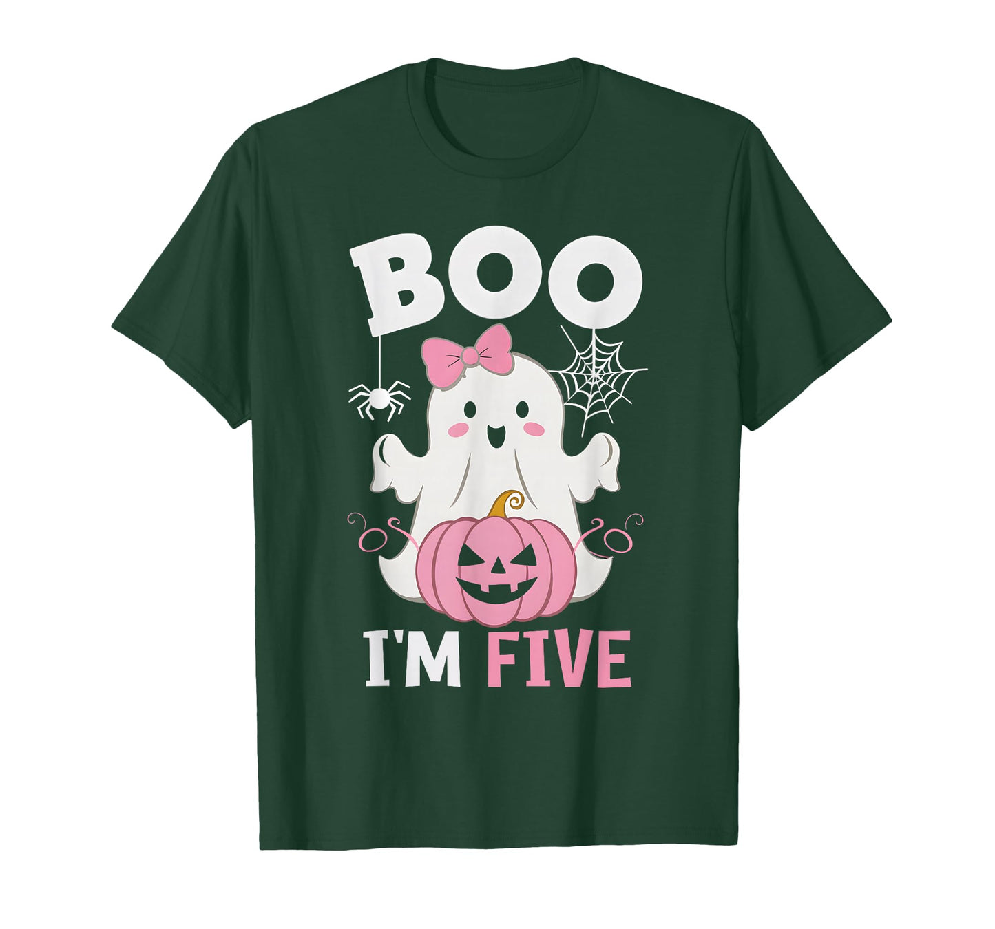 Ghost Boo I'm Five Year 5th Birthday Girls Halloween Groovy T-Shirt