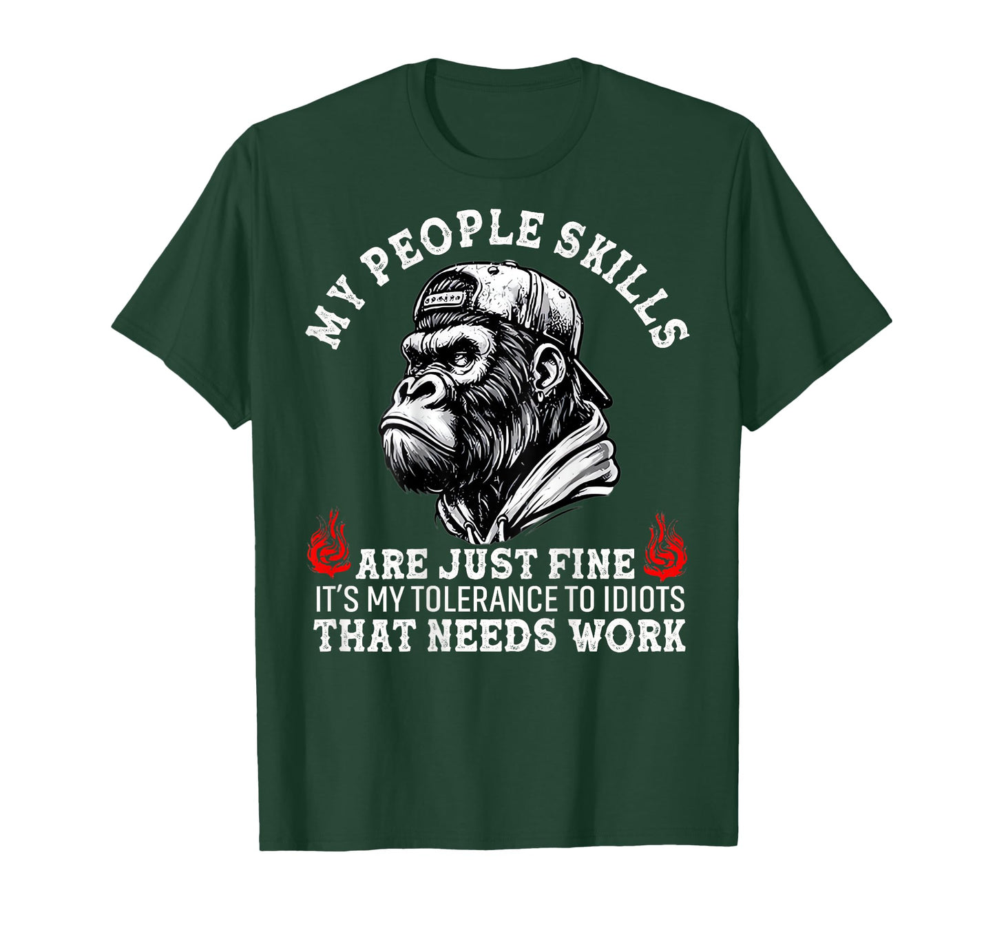 My People Skills Are Just Fine Monkey Funny (ON BACK) T-Shirt