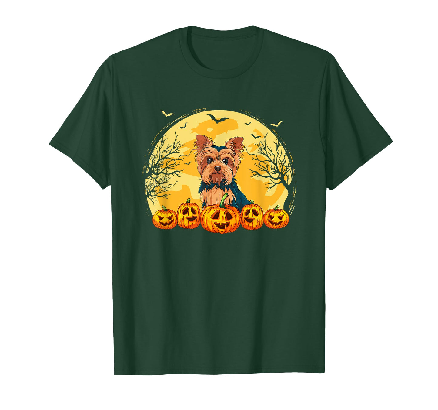 Funny Yorkie Dog Pumpkins Halloween Costume Men Women Kids T-Shirt