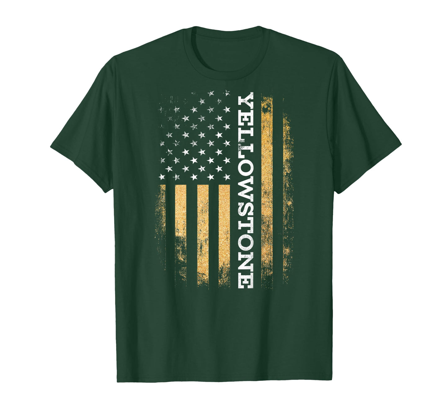 Funny Yellow Stone Flag Yellowstone American Flag (on back) T-Shirt