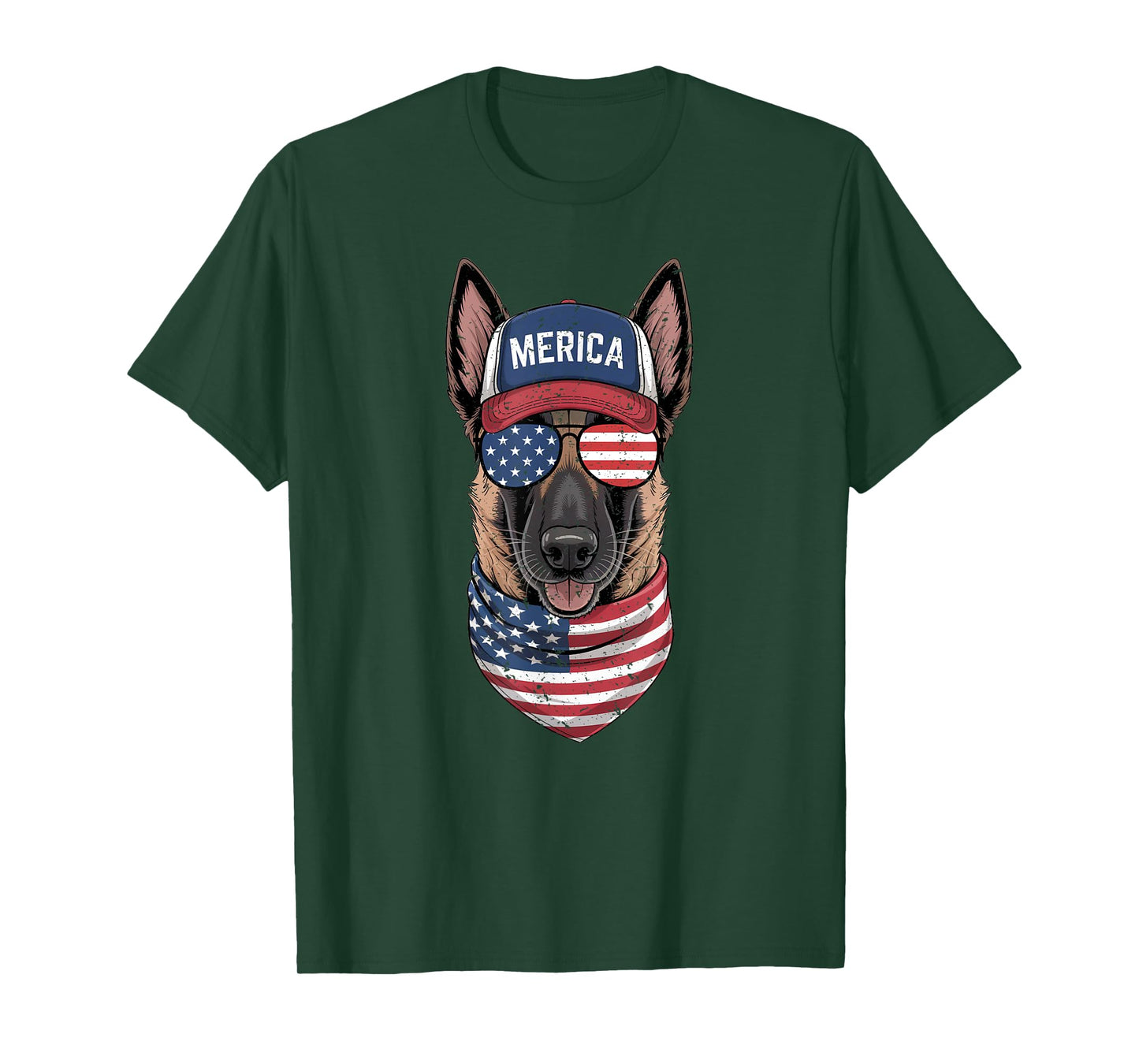 Belgian Malinois 4th of July US American Flag Dog Patriotic T-Shirt