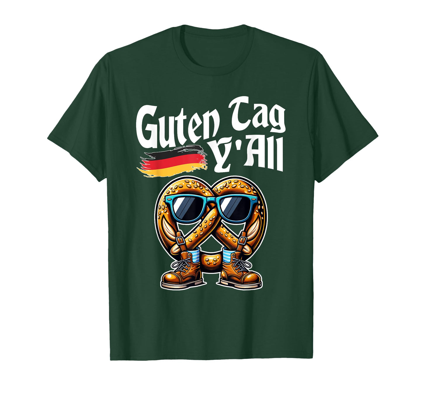 Guten Tag Y'all Oktoberfest German Pretzel Funny T-Shirt