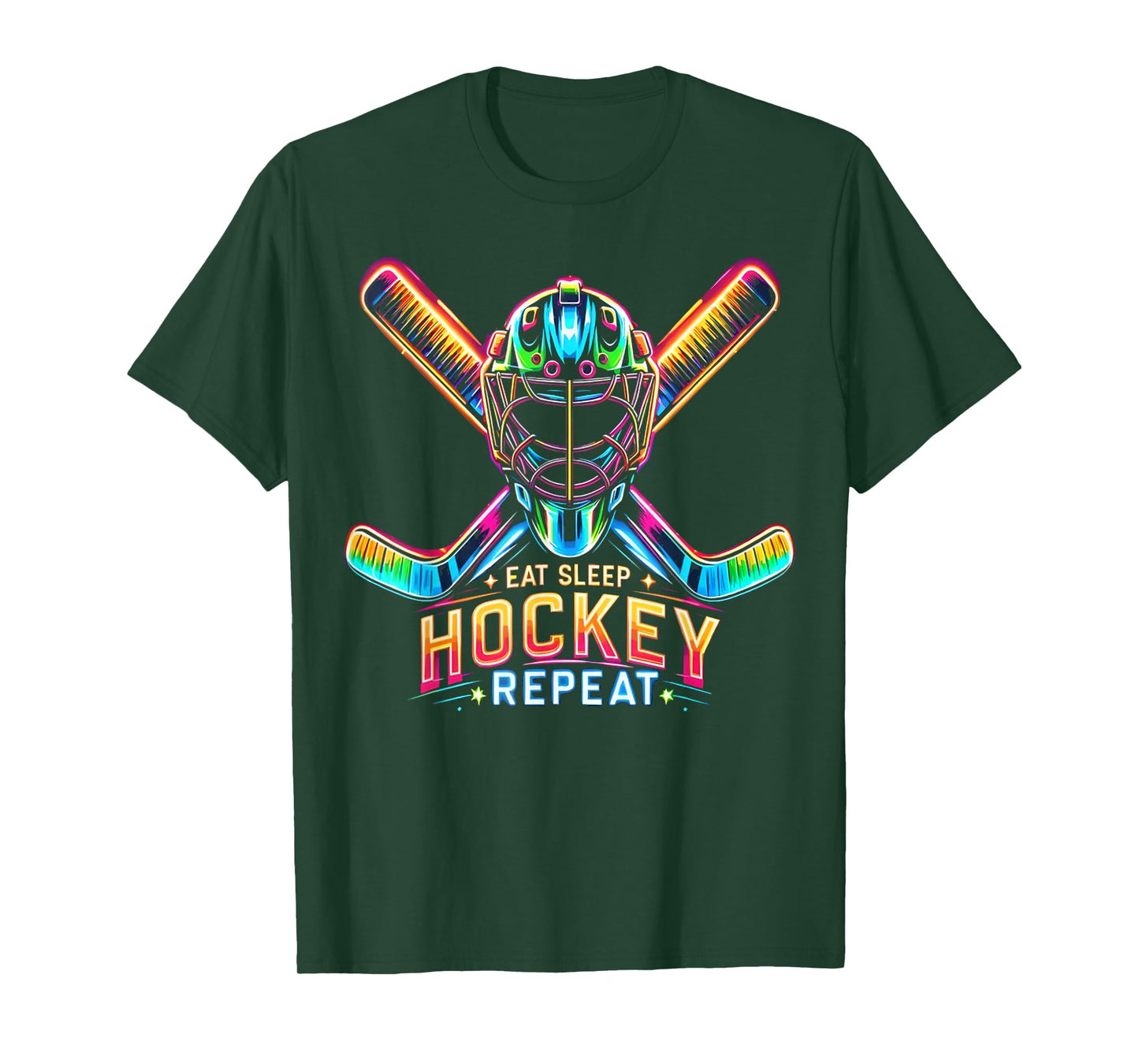 Eat Sleep Hockey Repeat Colorful Tie Dye Color Sports Fan T-Shirt