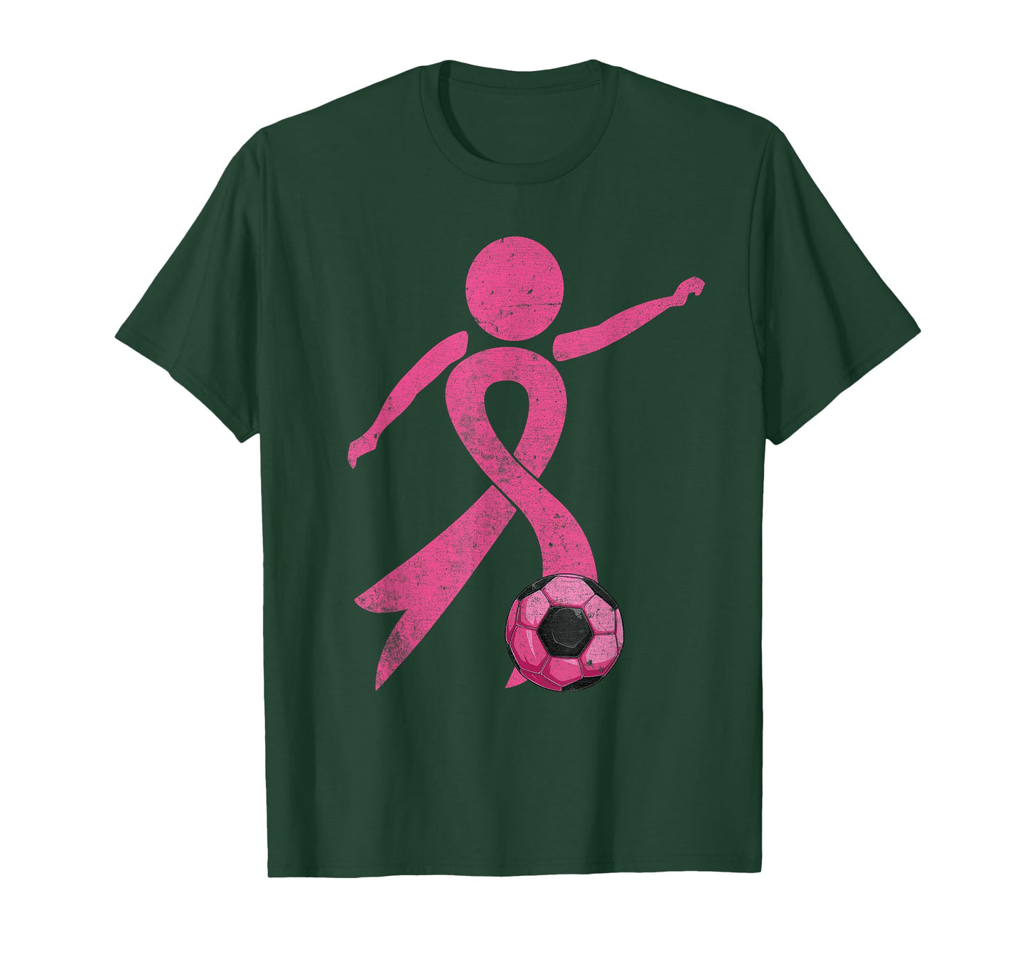 Retro Soccer Pink Ribbon Breast Cancer Awareness Sport T-Shirt