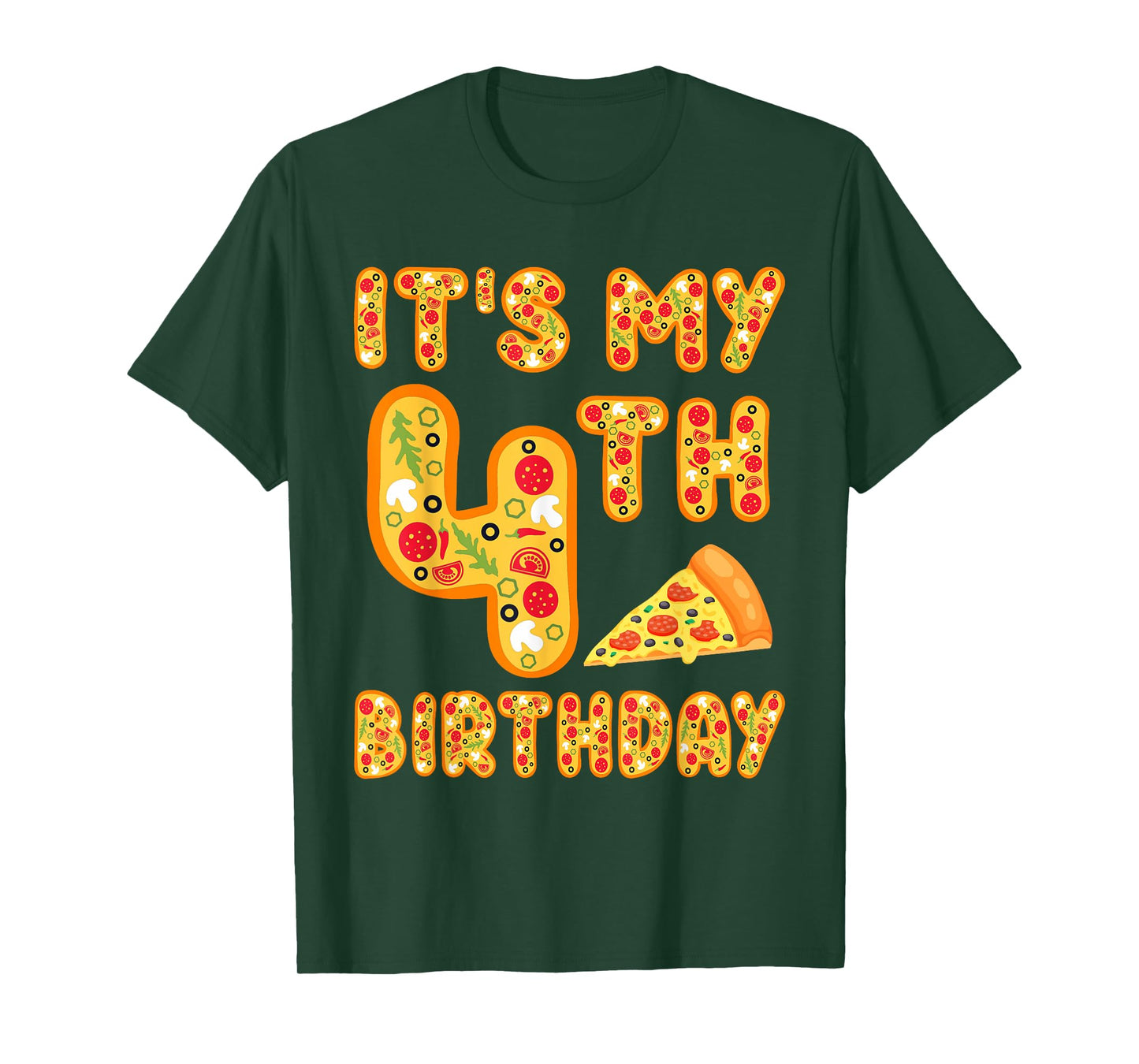 4 Years Old Boys Girls Kids 4th Birthday Pizza Family T-Shirt