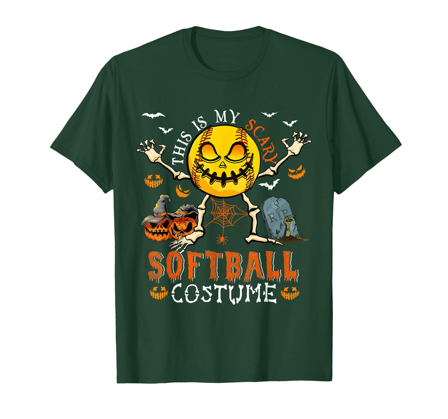 This Is My Scary Softball Costume Halloween Skeleton Lover T-Shirt
