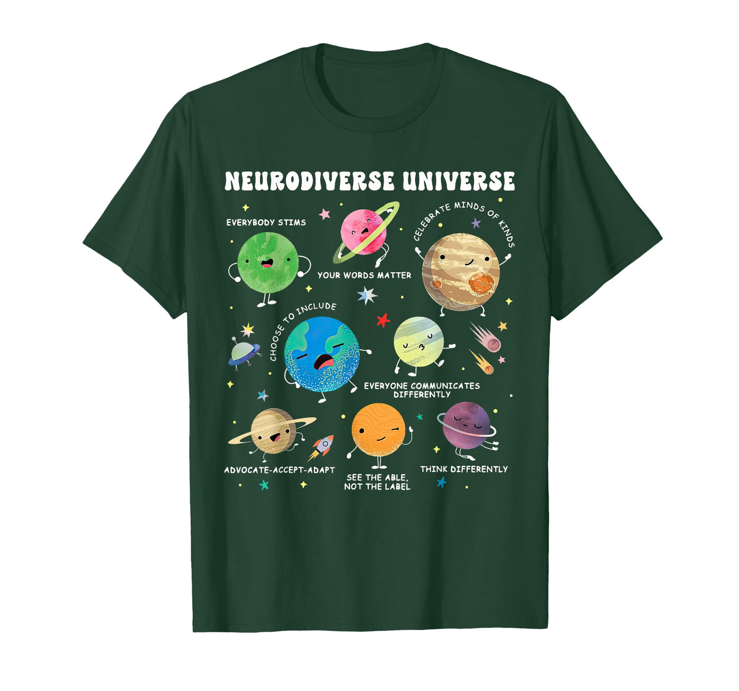 Neurodiverse Universe Space Planet Special Education Teacher T-Shirt
