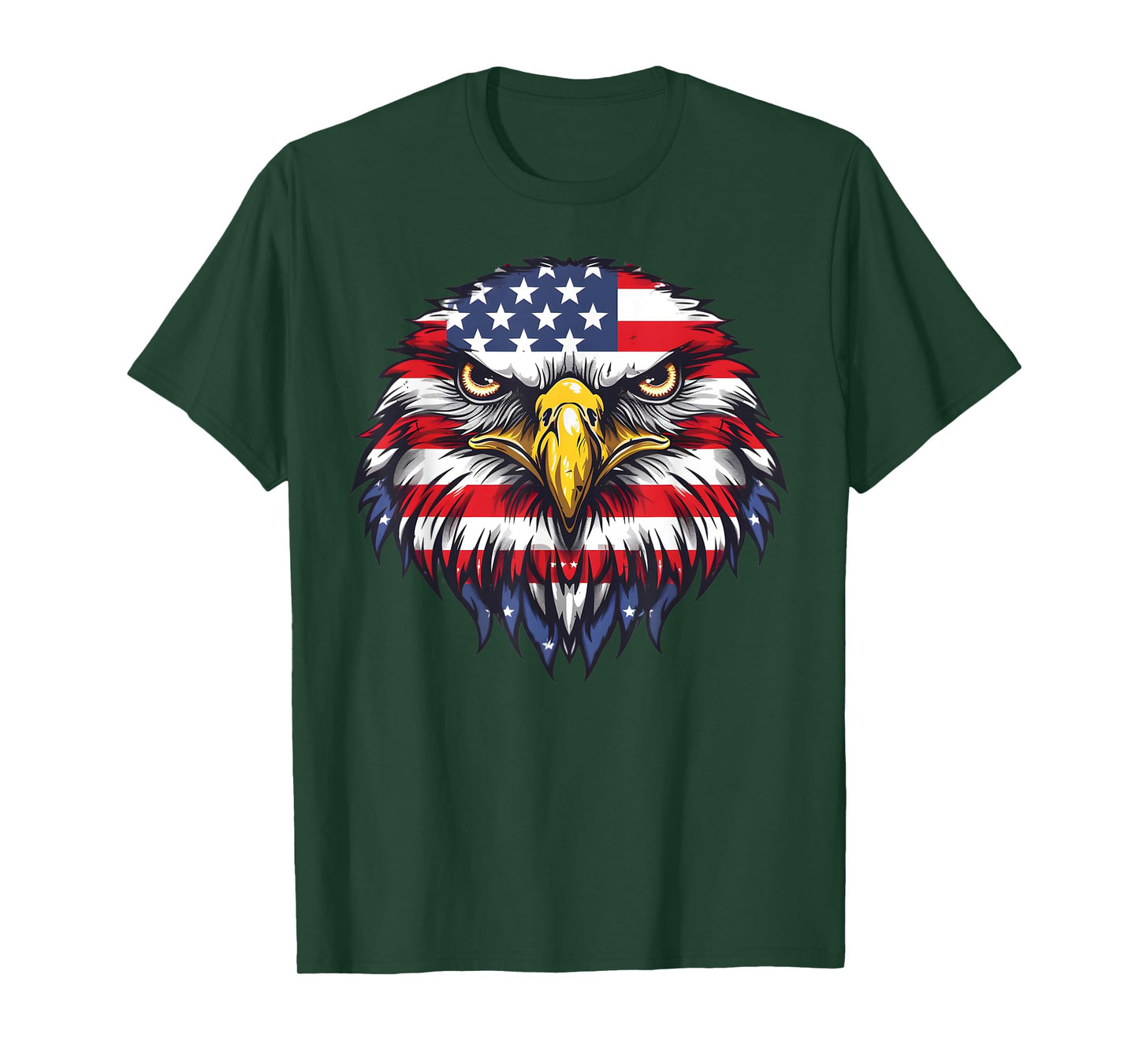 Patriotic Flag Hawk 4th Of July Funny Animal Face T-Shirt
