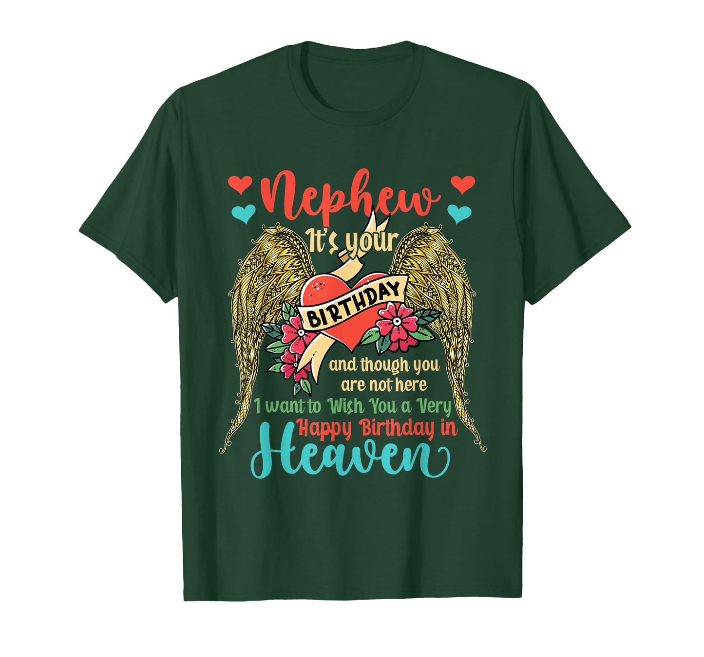 Wish A Very Happy Birthday Nephew In Heaven Memorial Family T-Shirt