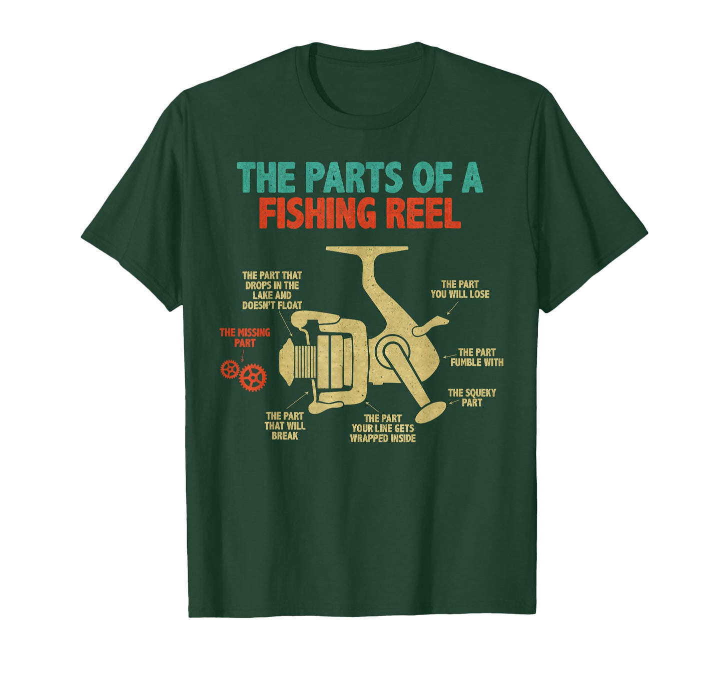 The Parts Of A Fishing Reel - Funny Fishing Fisherman Humor T-Shirt